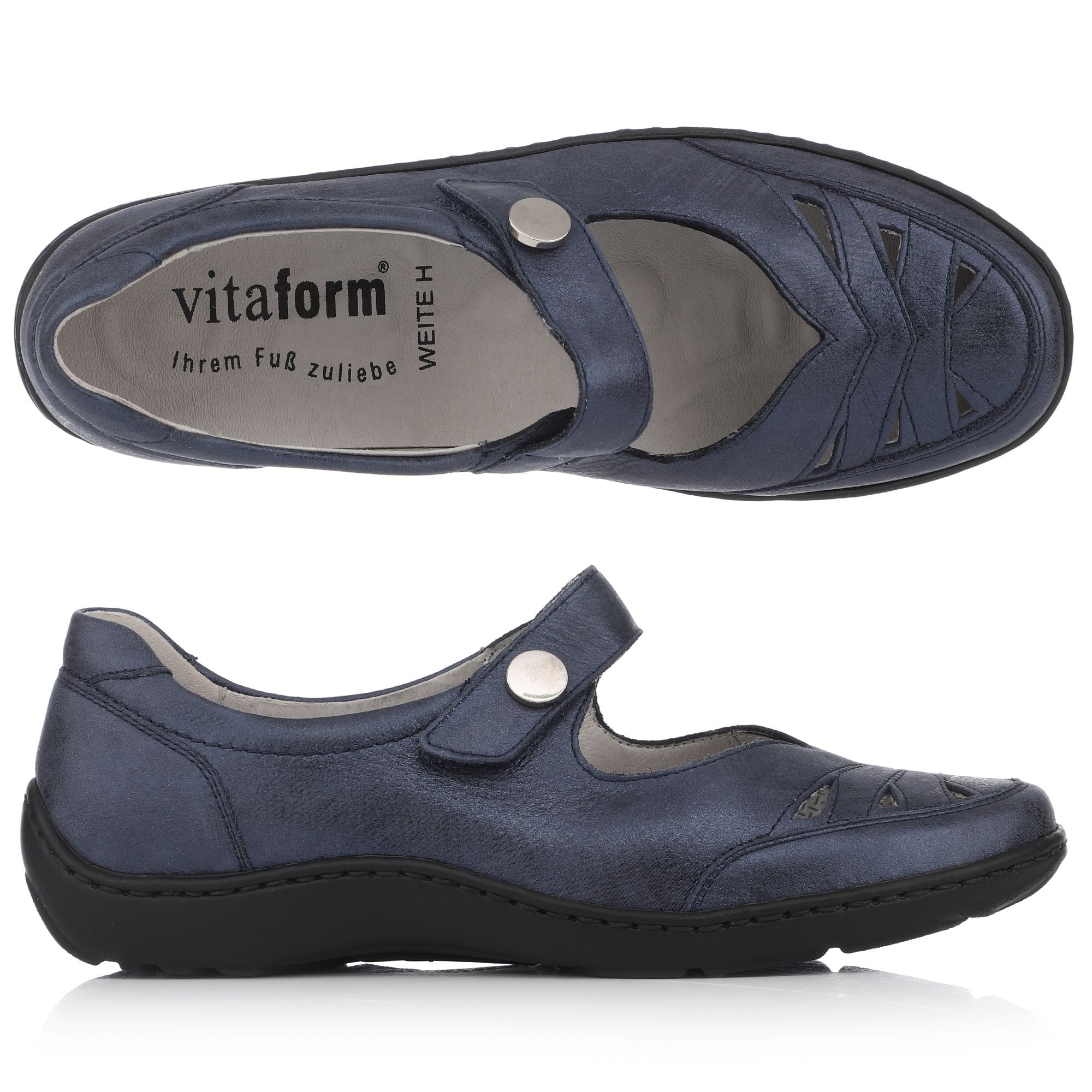 VITAFORM Mary-Jane Nappaleder Schimmereffekt Handnahtsohle