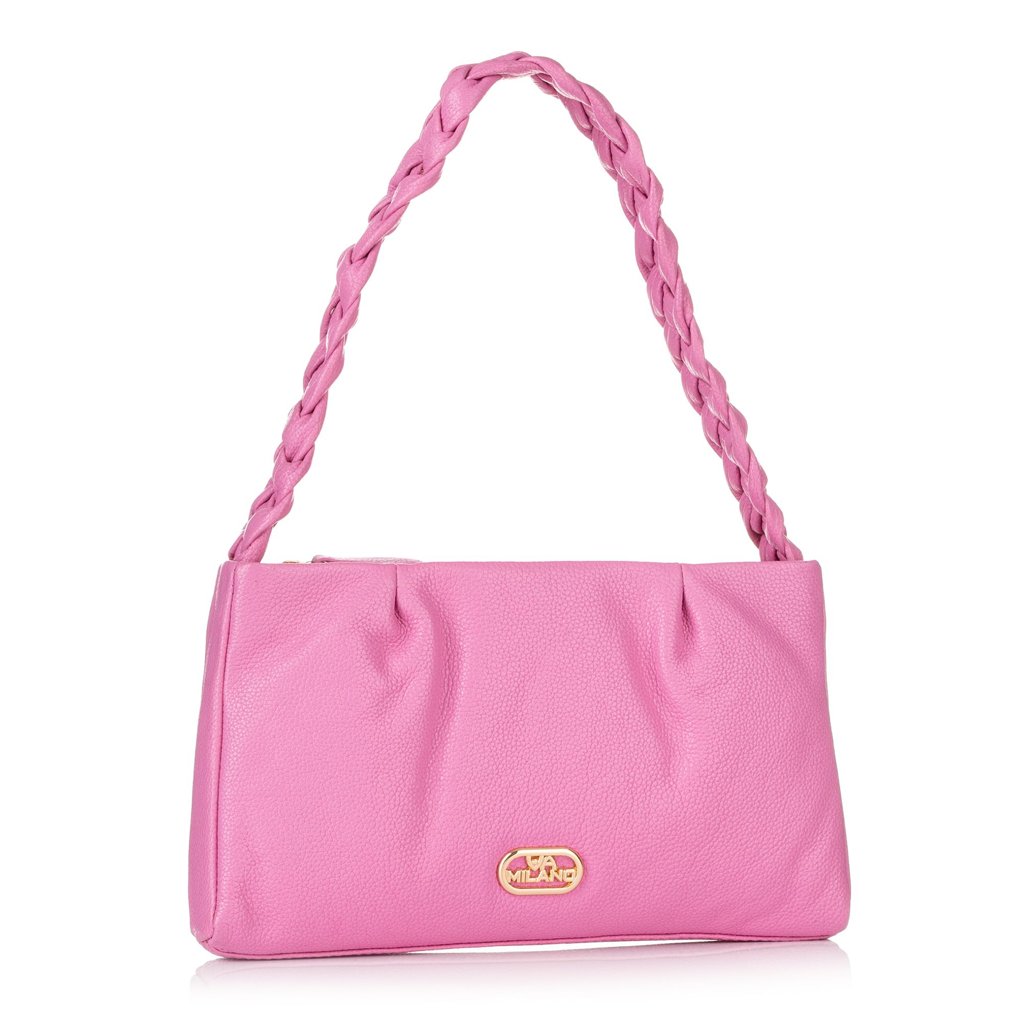 VIA MILANO Schultertasche echt Leder geflochtenem Schultergurt