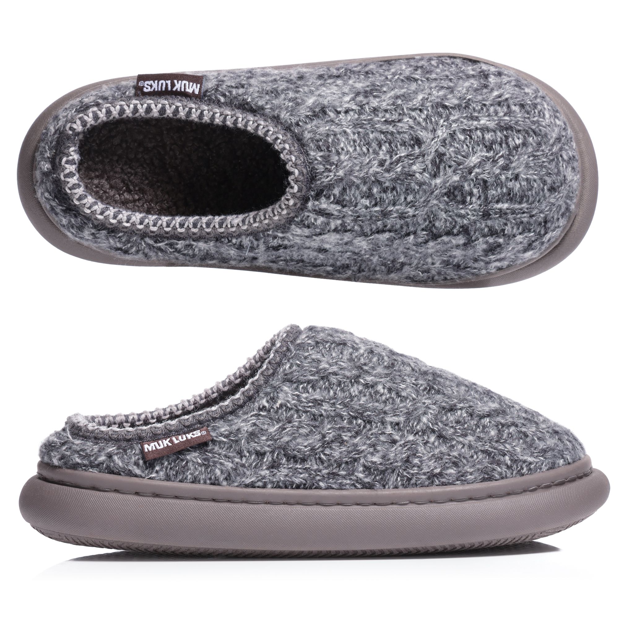 MUK LUKs Damen-Hausschuhe Strick-Optik gefüttert waschbar