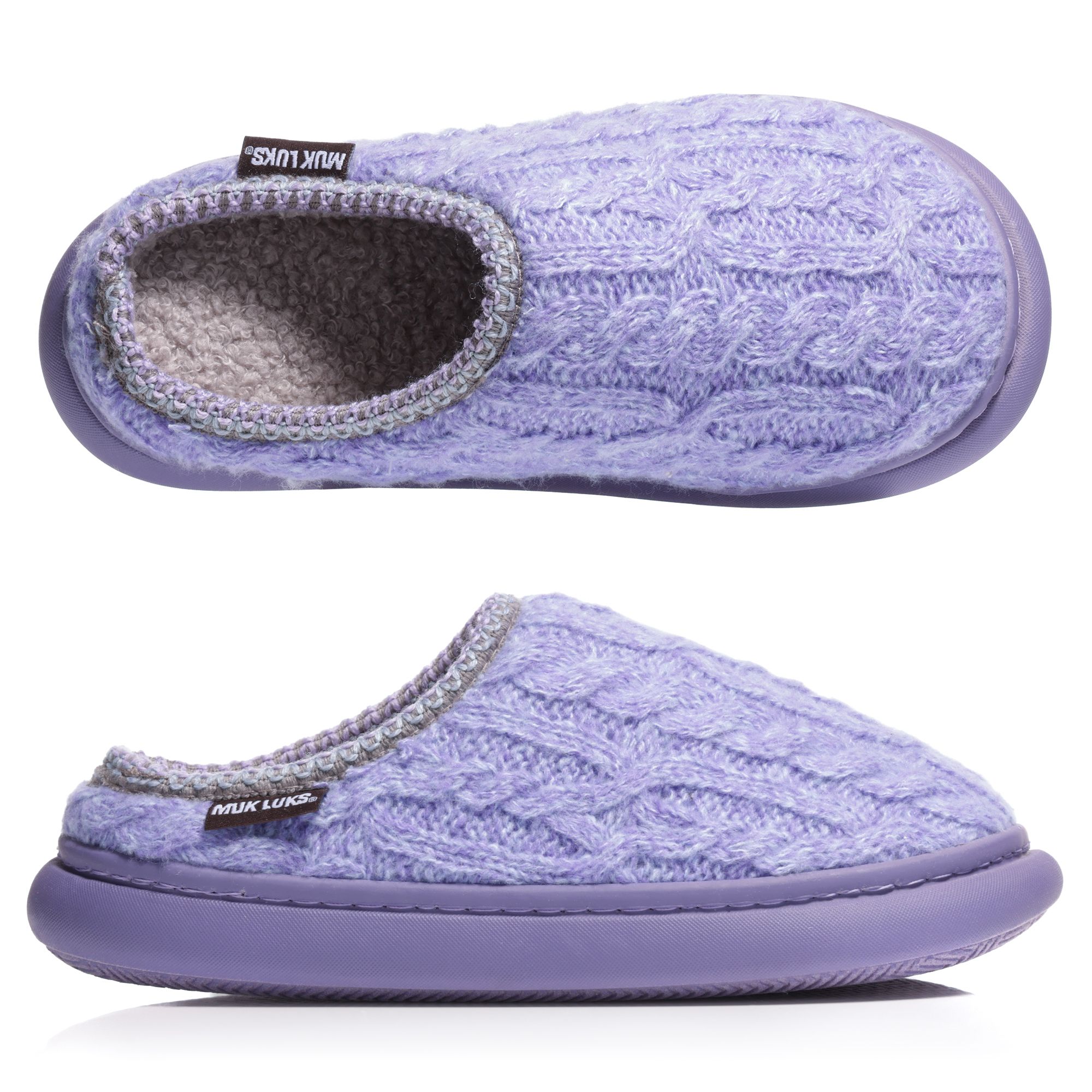 MUK LUKs Damen-Hausschuhe Strick-Optik gefüttert waschbar