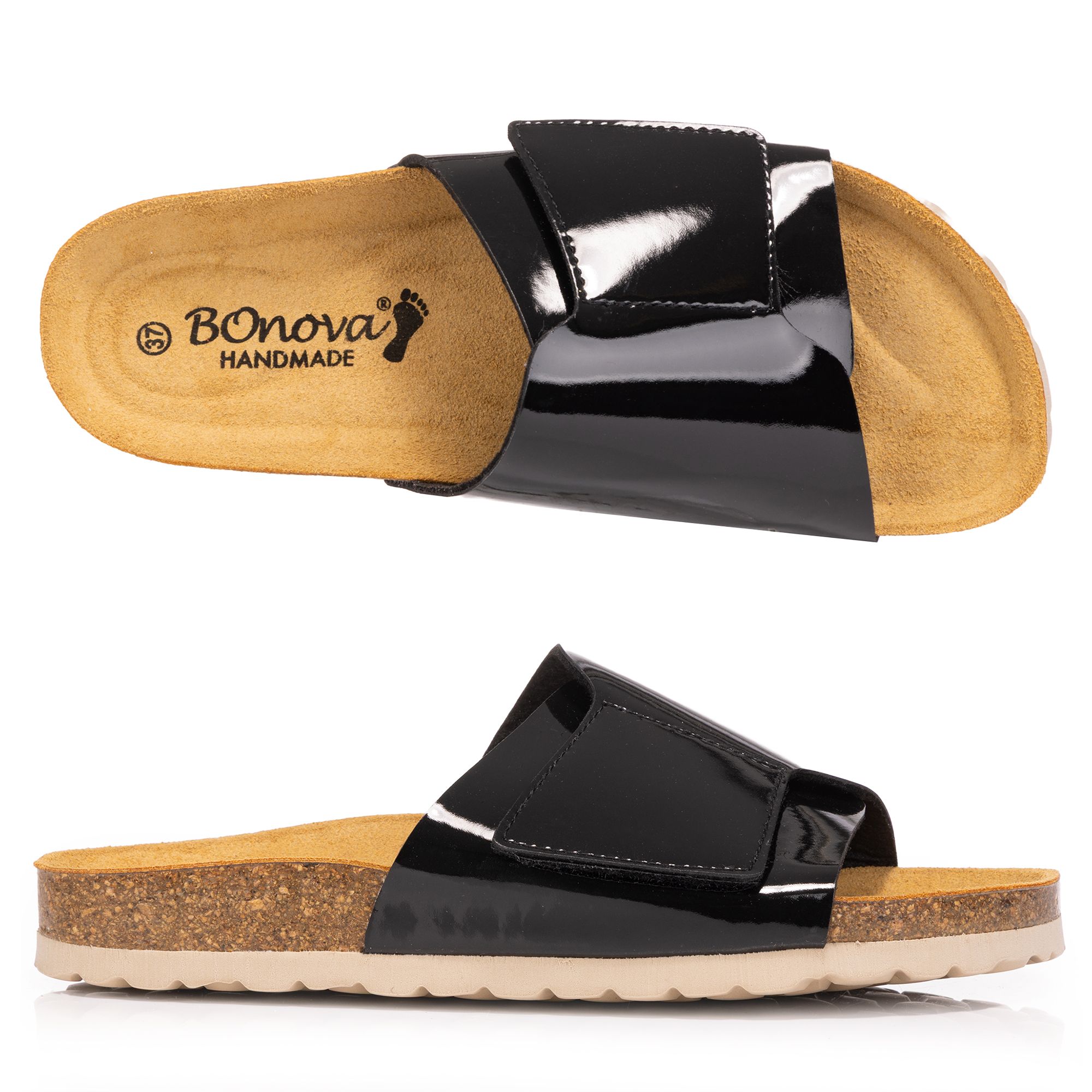 BONOVA Damen-Pantolette Bonoflor Klettverschluss Super-Soft-Fußbett