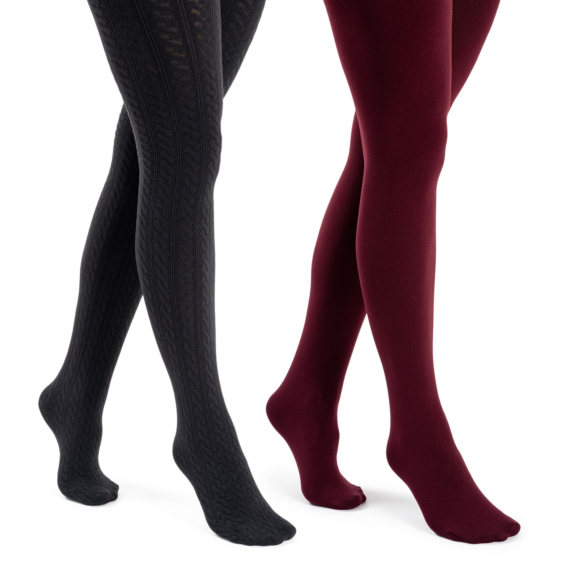 MUK LUKs Strumpfhosen uni/strukturiert Fleece gefüttert 2er Pack