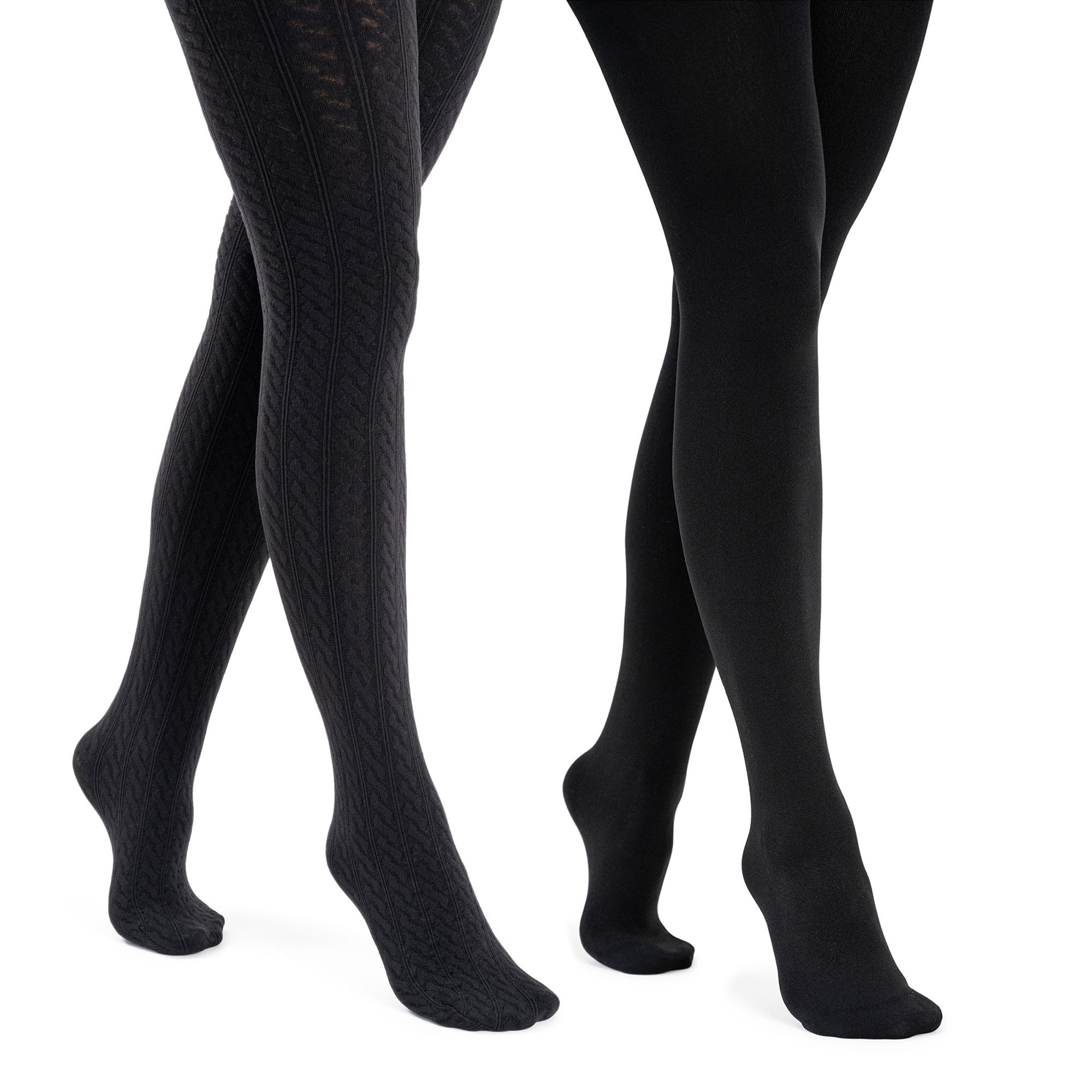 MUK LUKs Strumpfhosen uni/strukturiert Fleece gefüttert 2er Pack