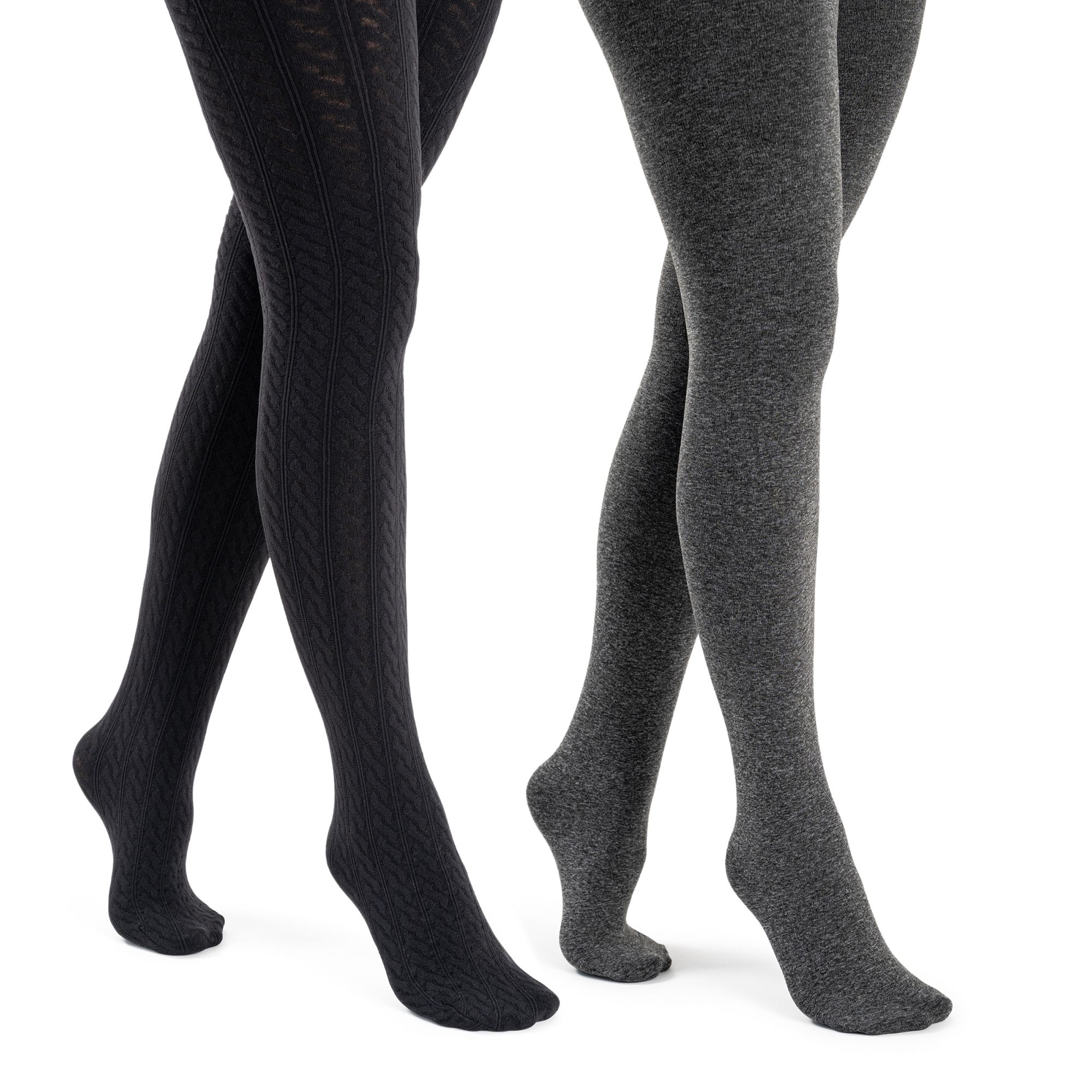 MUK LUKs Strumpfhosen uni/strukturiert Fleece gefüttert 2er Pack