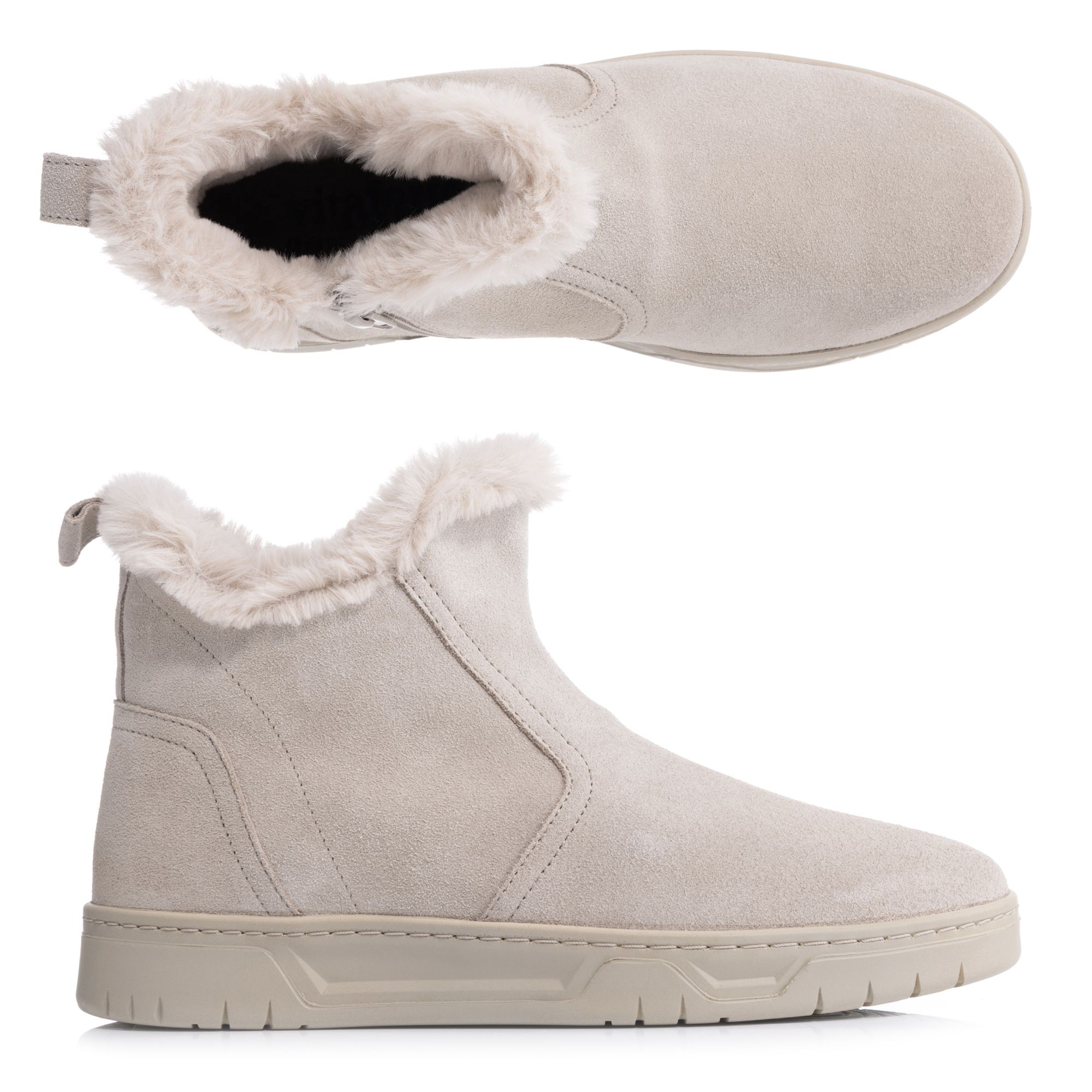 VITAFORM Damen-Stiefelette Veloursleder Plüschfellfutter Sohle Marla