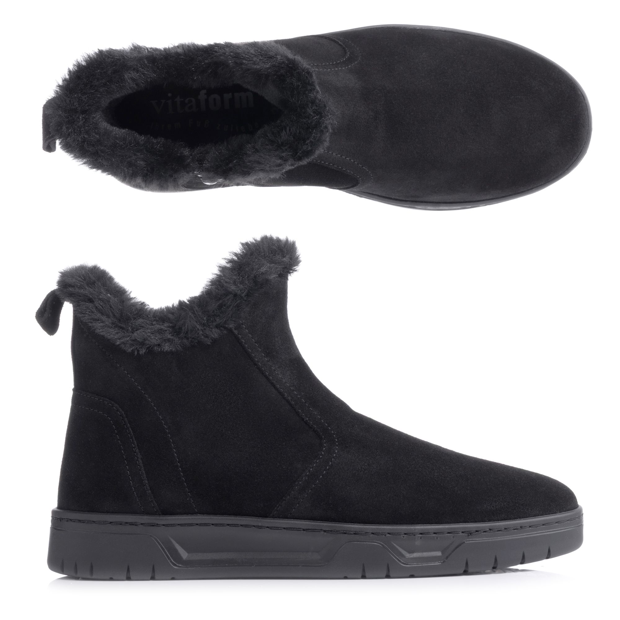 VITAFORM Damen-Stiefelette Veloursleder Plüschfellfutter Sohle Marla