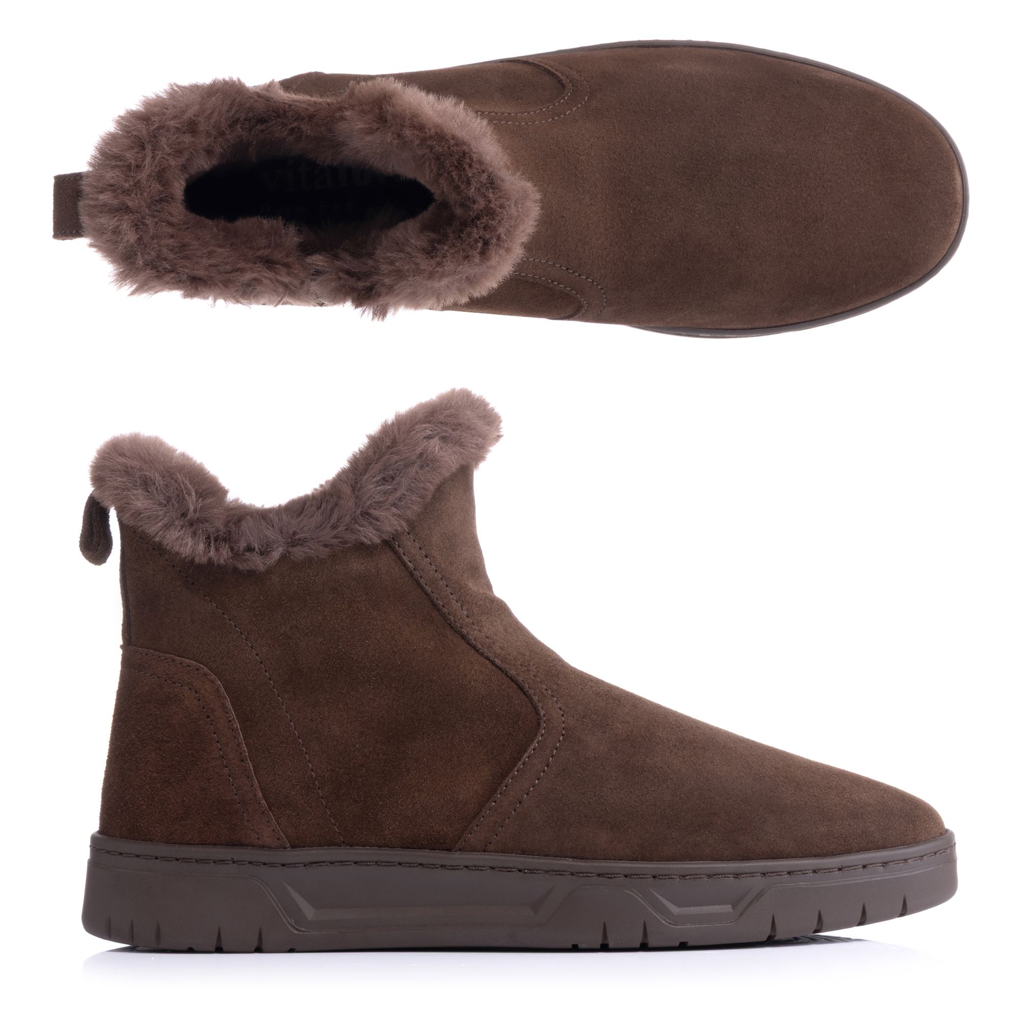 VITAFORM Damen-Stiefelette Veloursleder Plüschfellfutter Sohle Marla