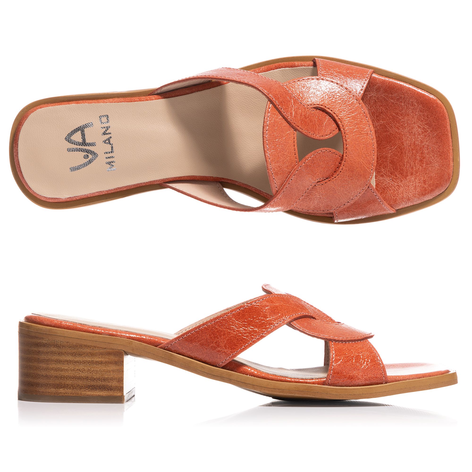 VIA MILANO Damen-Pantolette echt Leder Absatz ca. 2,5cm