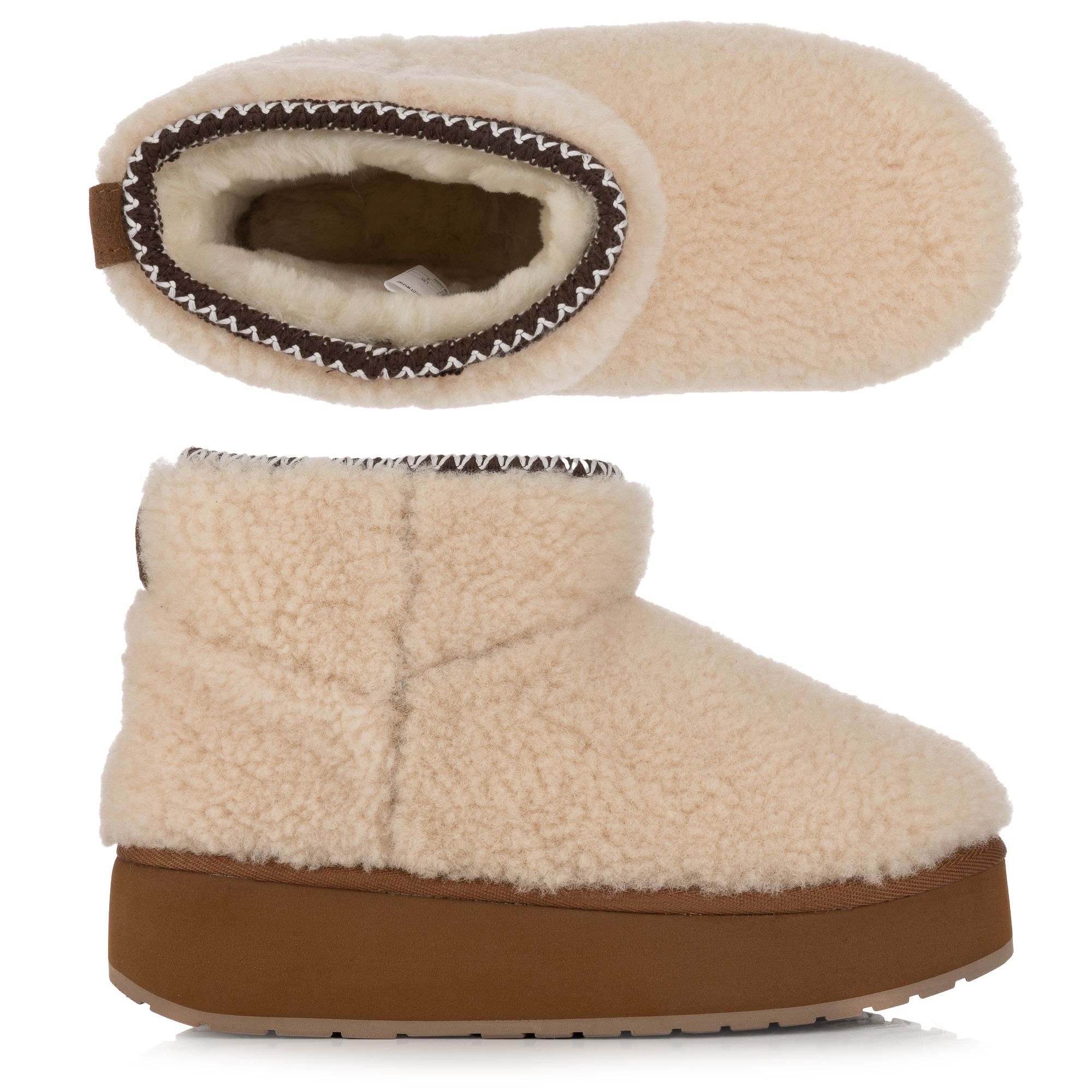 EMU Australia Damen-Bootie Stinger Micro Flatform Teddy Schafsfell