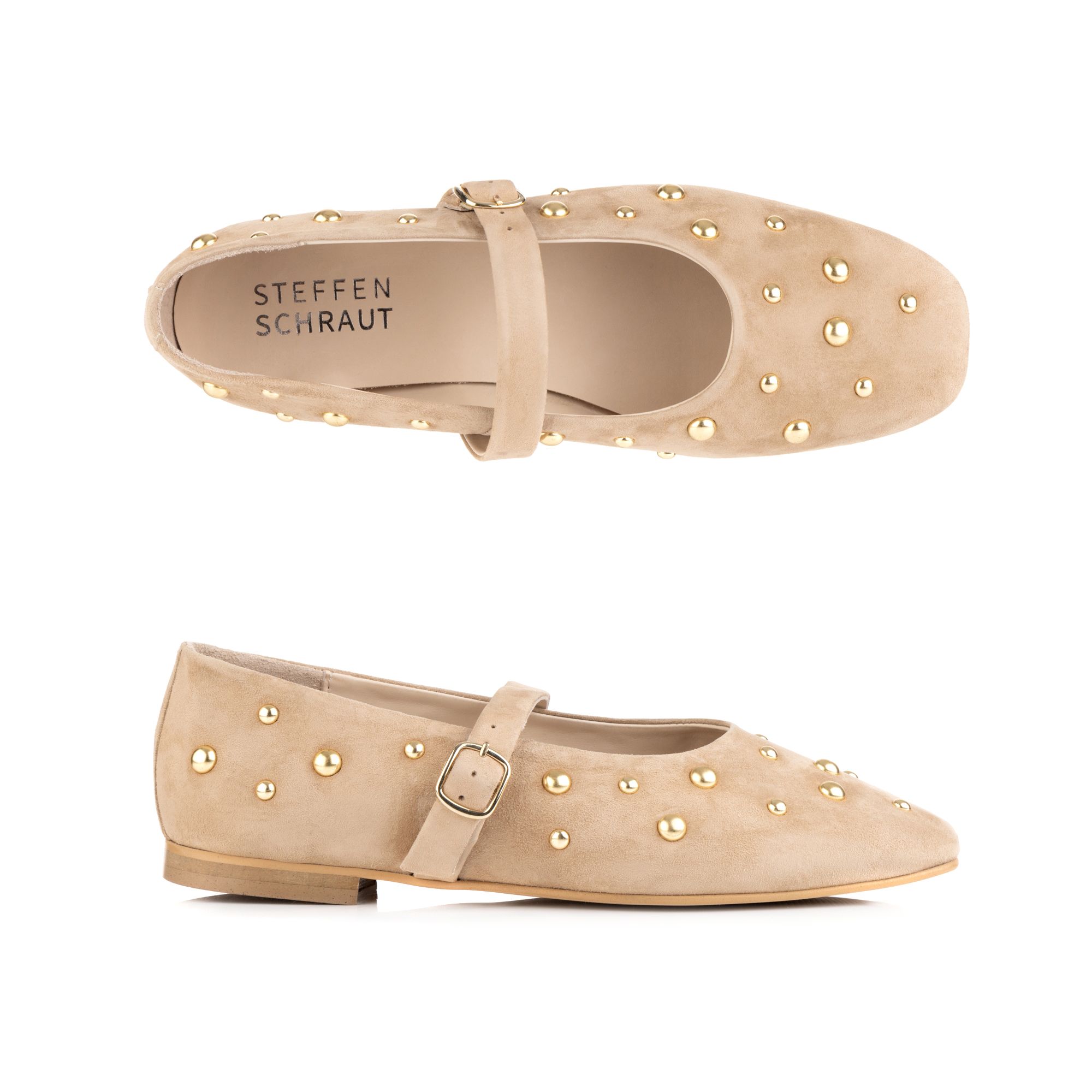 STEFFEN SCHRAUT Damen-Ballerina echt Leder verstellbarer Riemen Made in Portugal