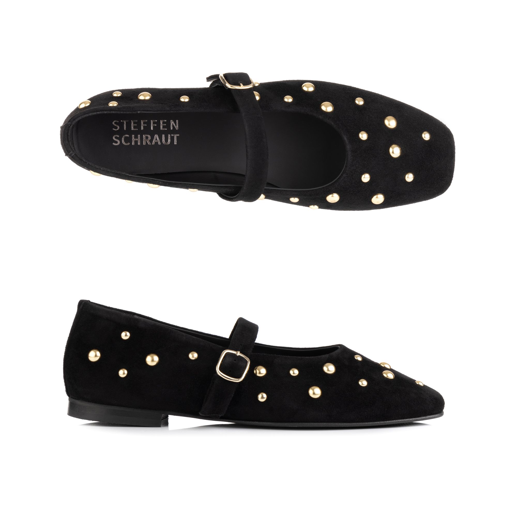 STEFFEN SCHRAUT Damen-Ballerina echt Leder verstellbarer Riemen Made in Portugal