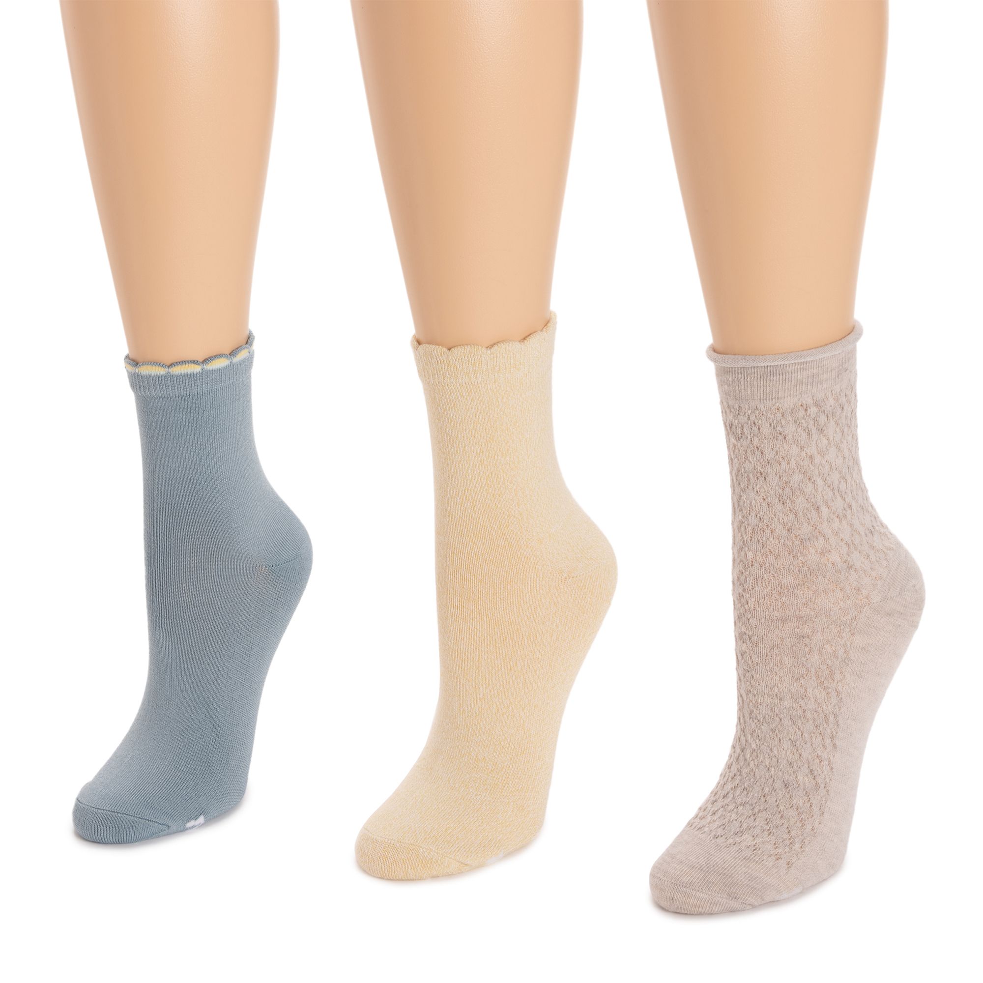 MUK LUKs Damen Socken Zierbündchen 3er Pack