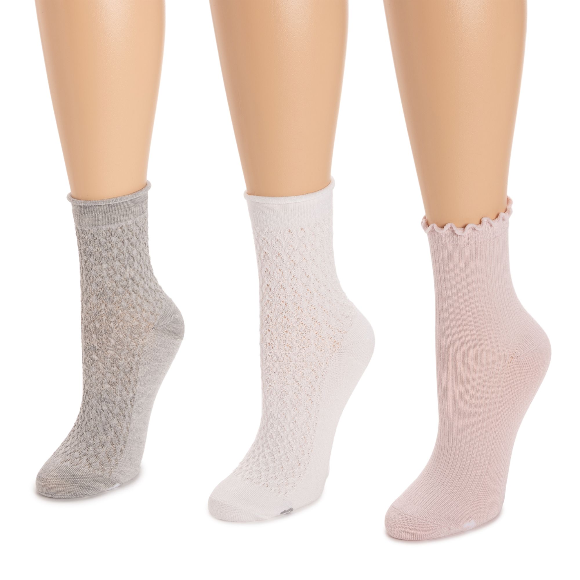 MUK LUKs Damen Socken Zierbündchen 3er Pack