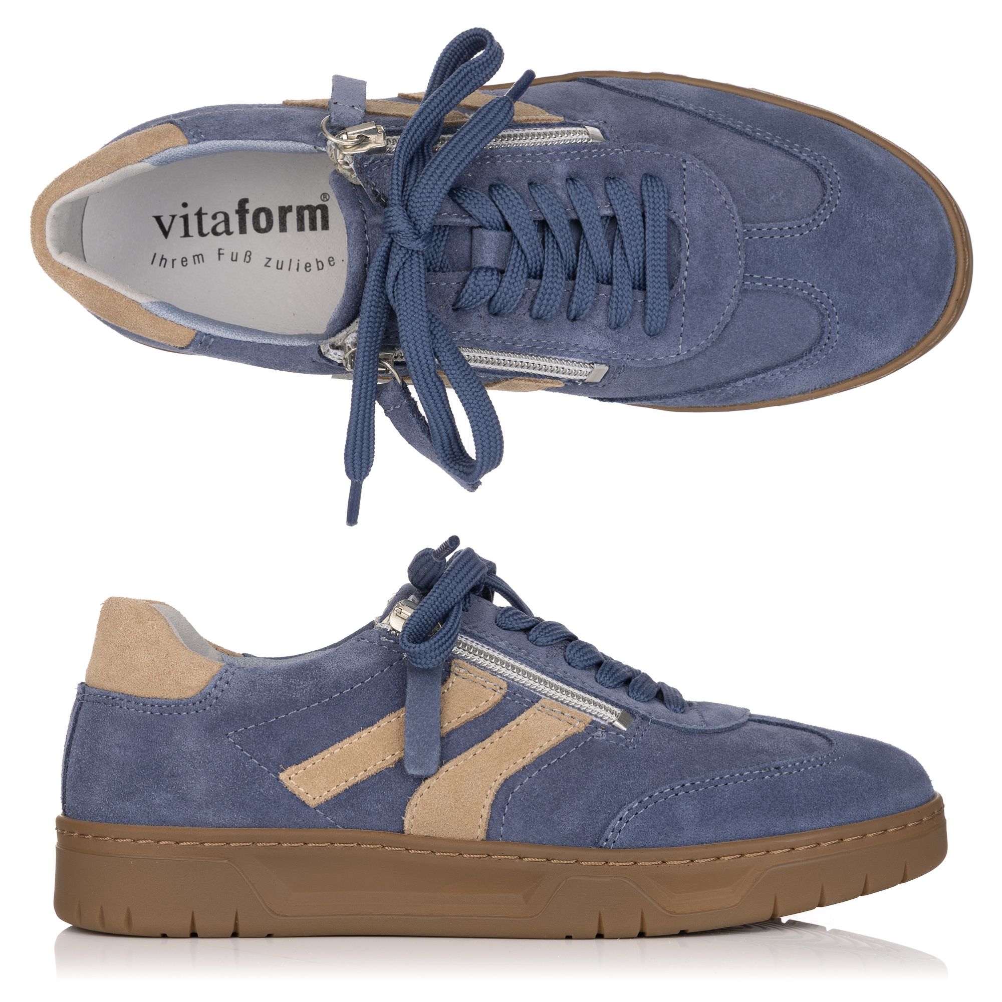 VITAFORM Damen-Sneaker Veloursleder Retro-Optik Sohle Marla