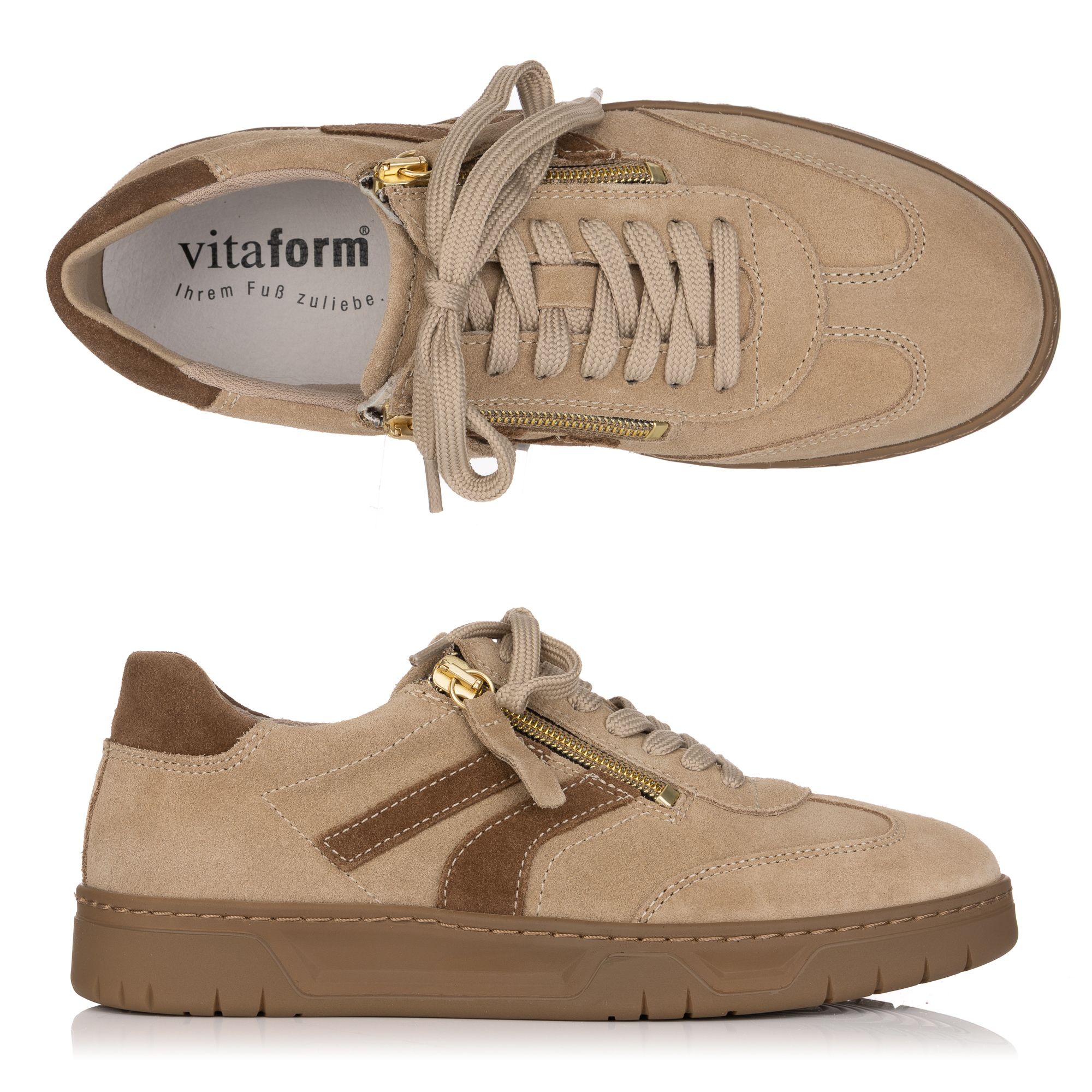 VITAFORM Damen-Sneaker Veloursleder Retro-Optik Sohle Marla