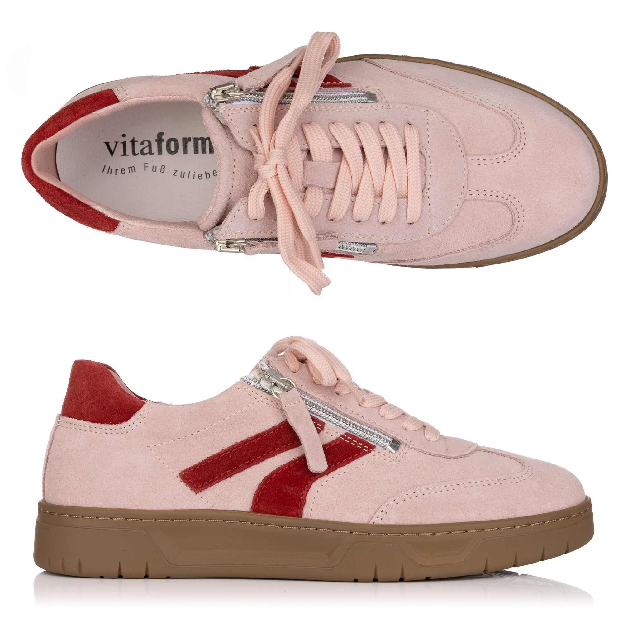 VITAFORM Damen-Sneaker Veloursleder Retro-Optik Sohle Marla