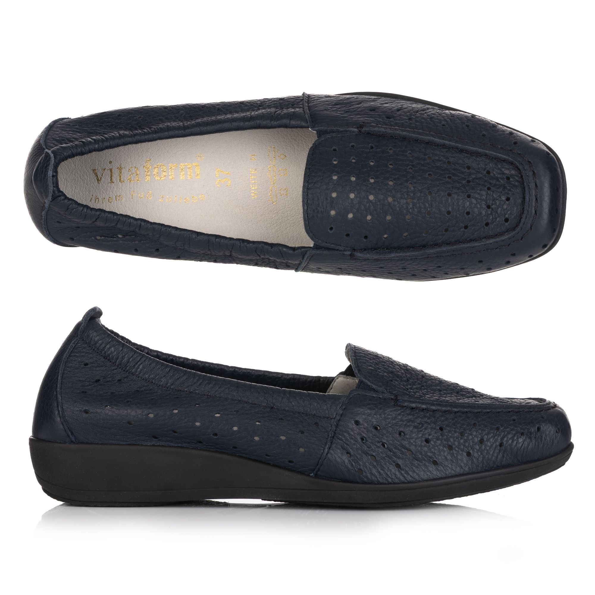 VITAFORM Damen-Mokassin Hirschleder Perforation Sohle Hilka