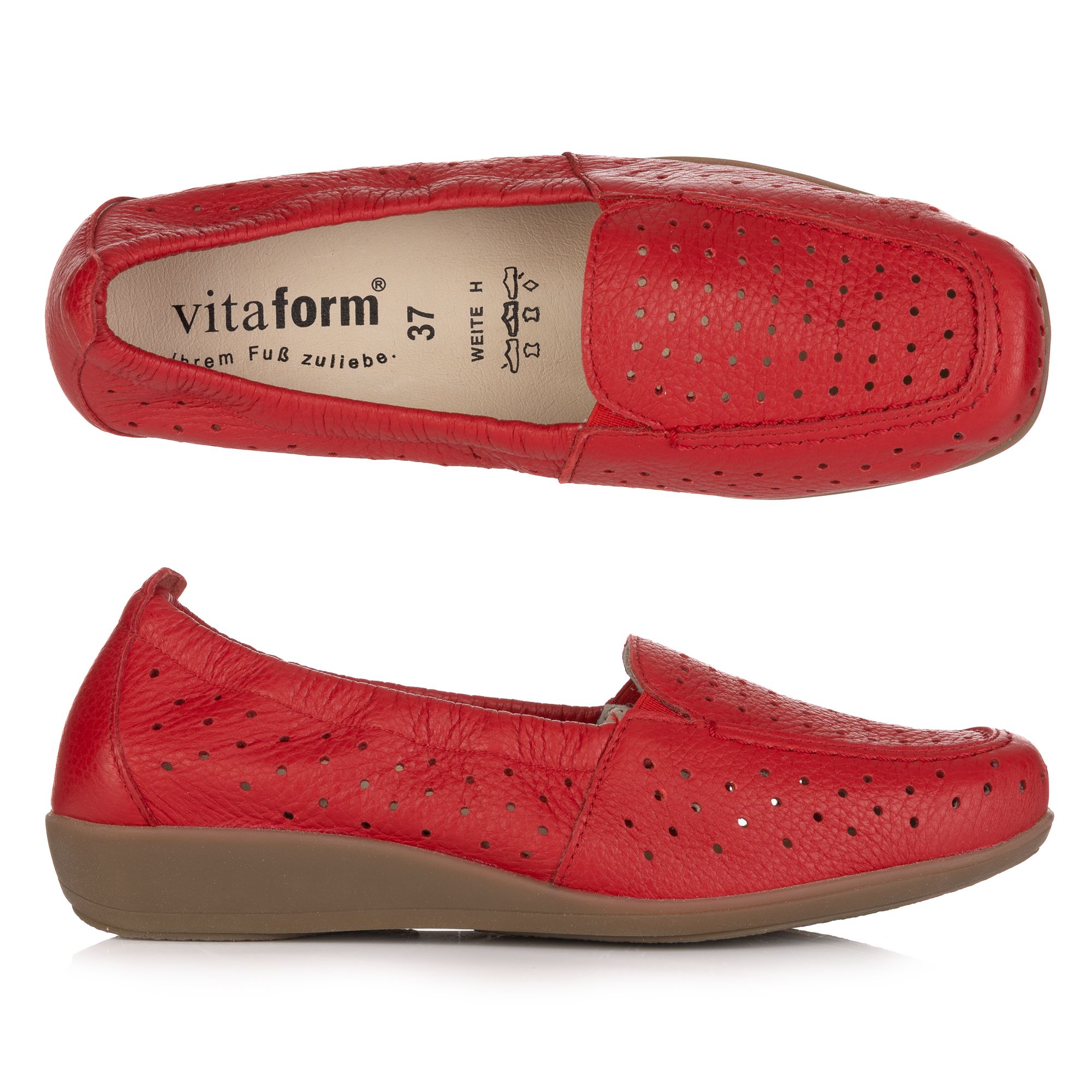 VITAFORM Damen-Mokassin Hirschleder Perforation Sohle Hilka