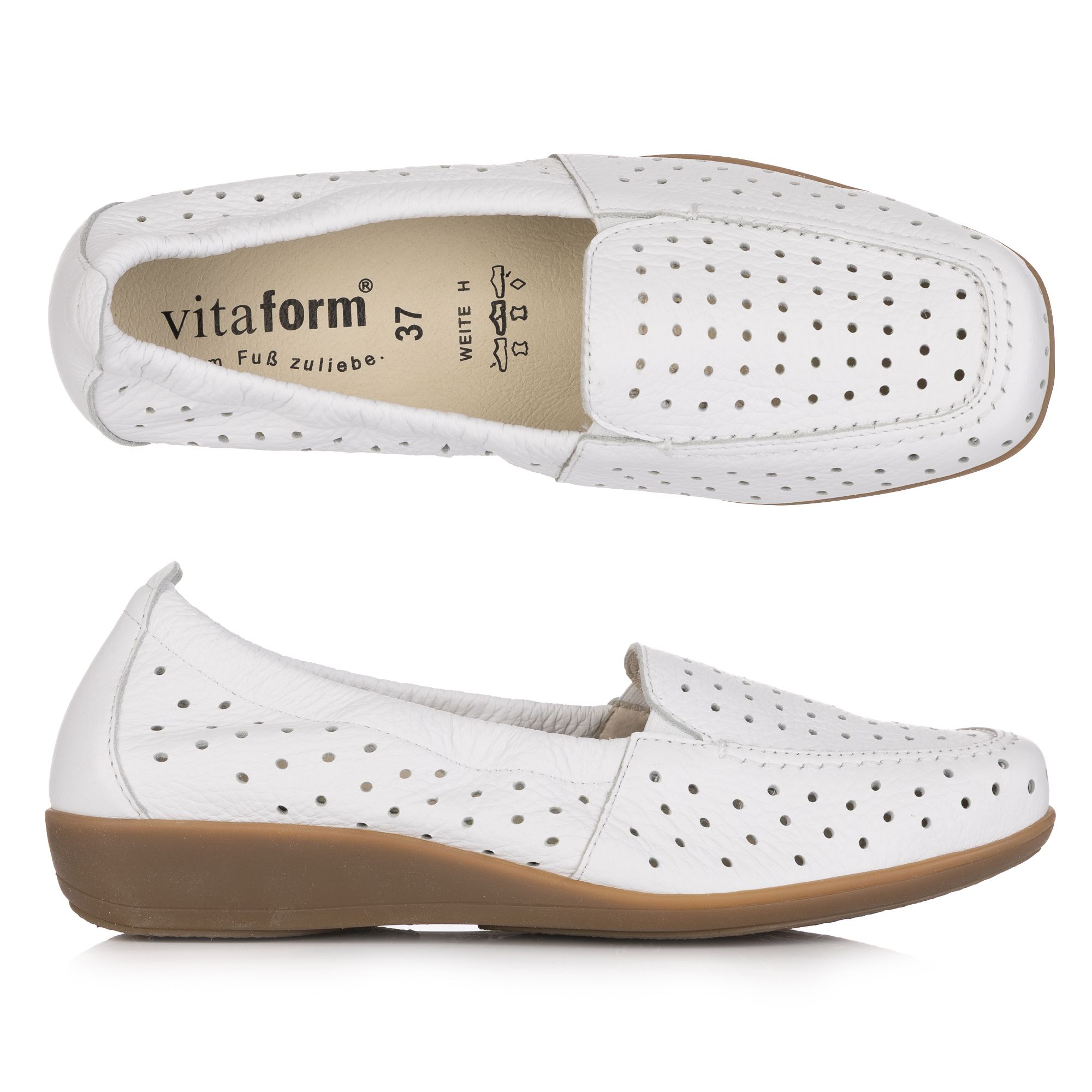 VITAFORM Damen-Mokassin Hirschleder Perforation Sohle Hilka