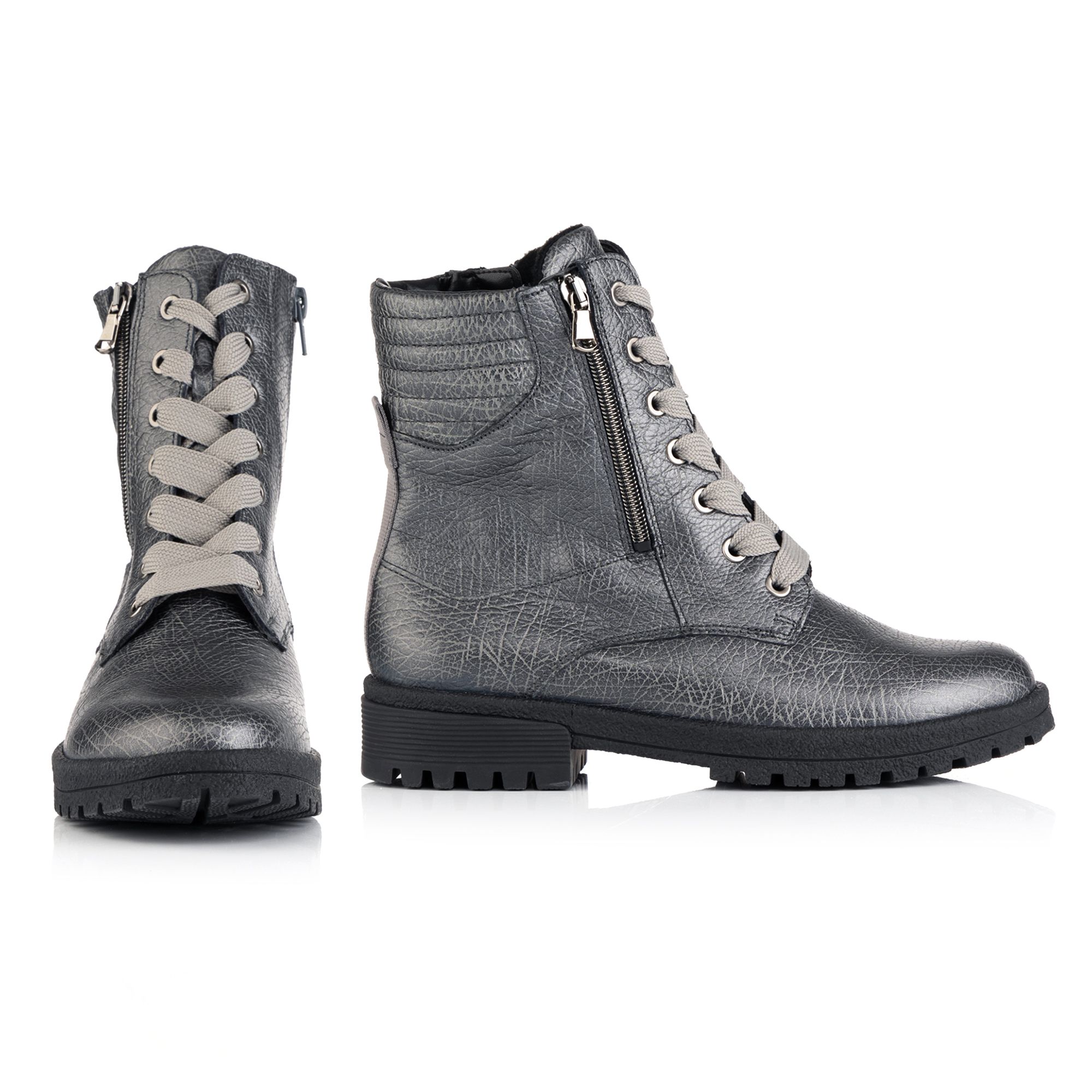 VITAFORM Damen-Stiefelette Leder metallic 2 Reißverschlüsse Sohle Natalie