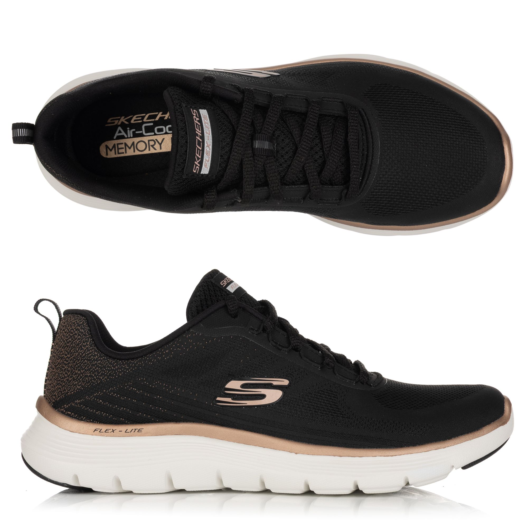 SKECHERS Damen-Sneaker Flex Appeal Elegant Metallic-Mesh Memory Foam