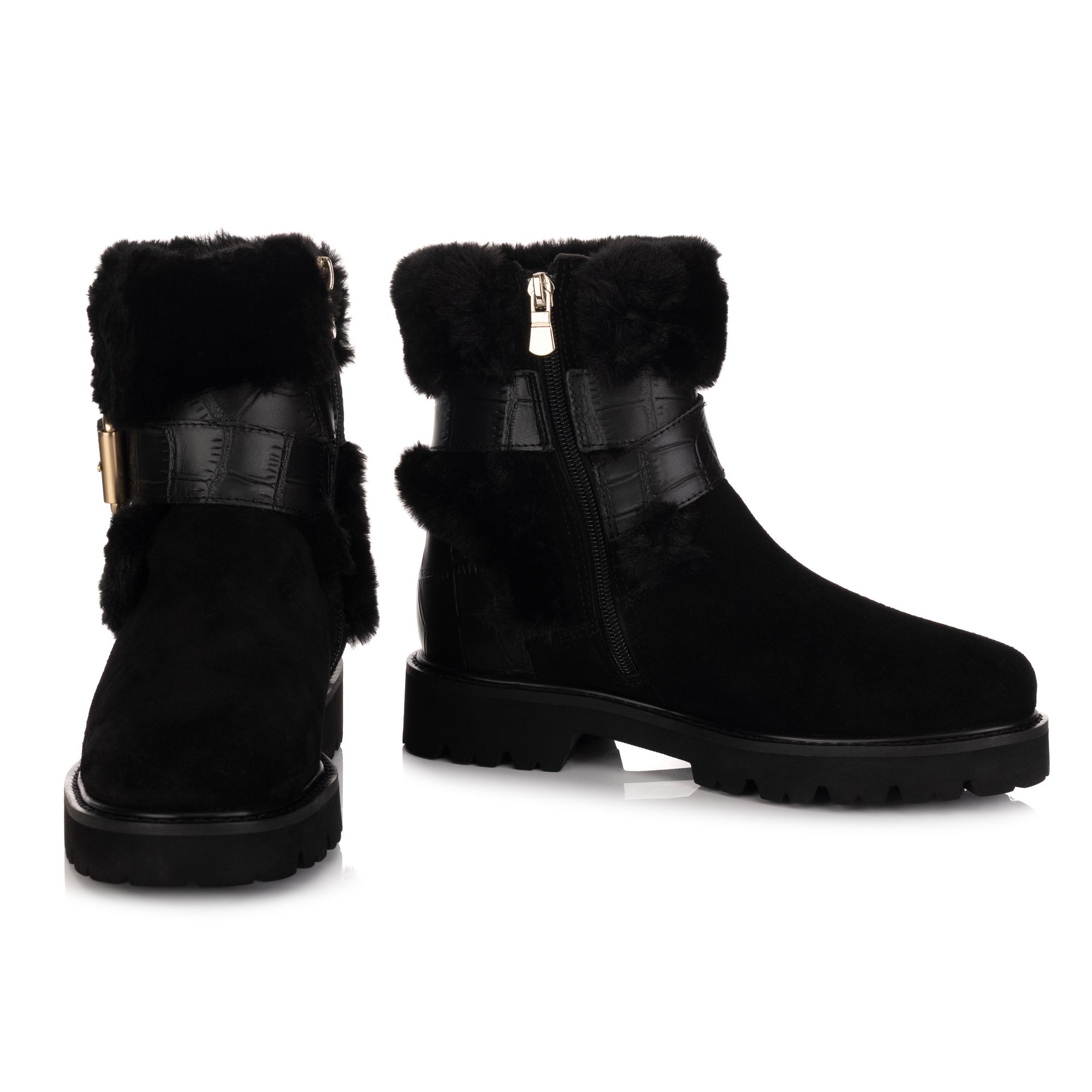 VIA MILANO Damen-Stiefelette echt Leder Material-Mix Warmfutter