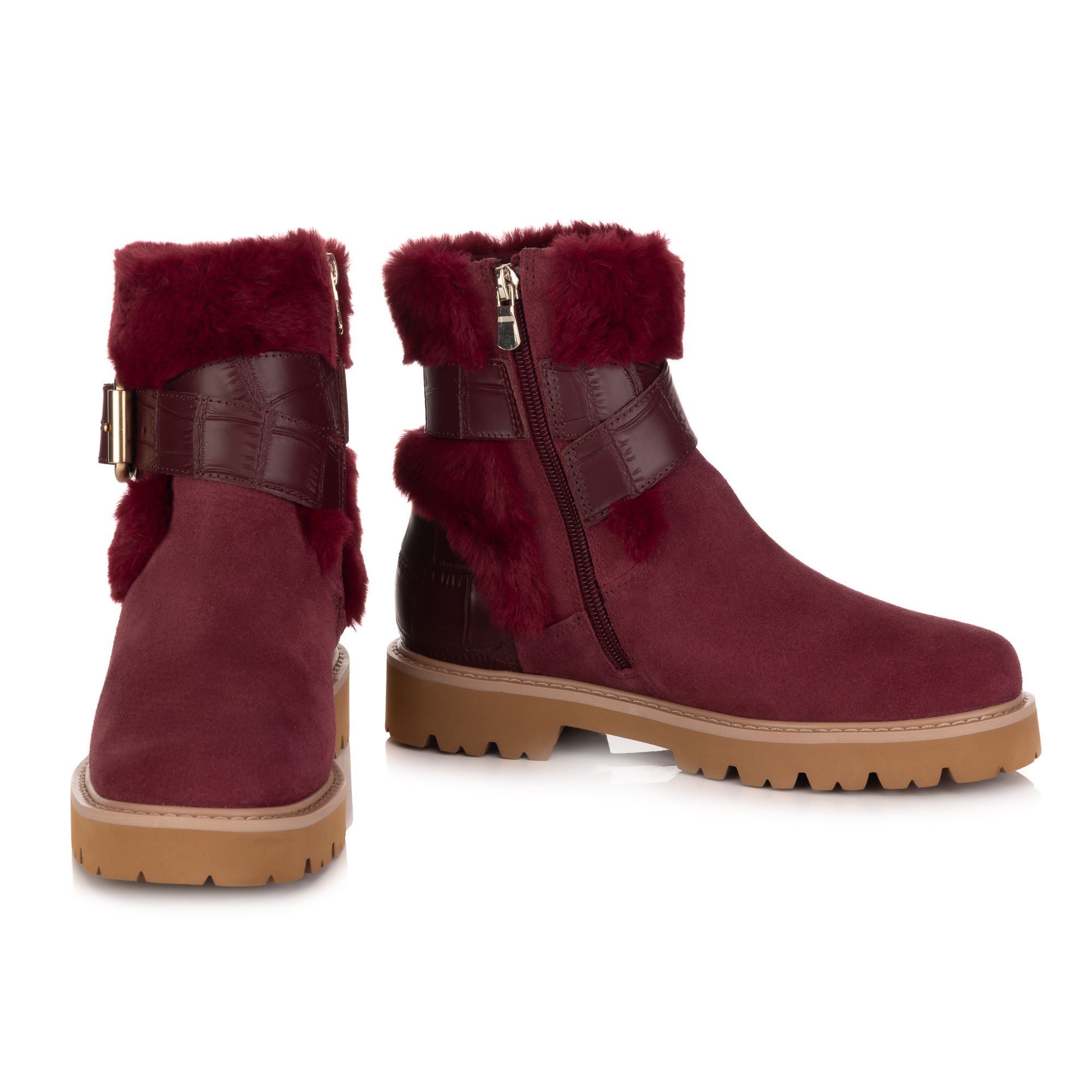 VIA MILANO Damen-Stiefelette echt Leder Material-Mix Warmfutter