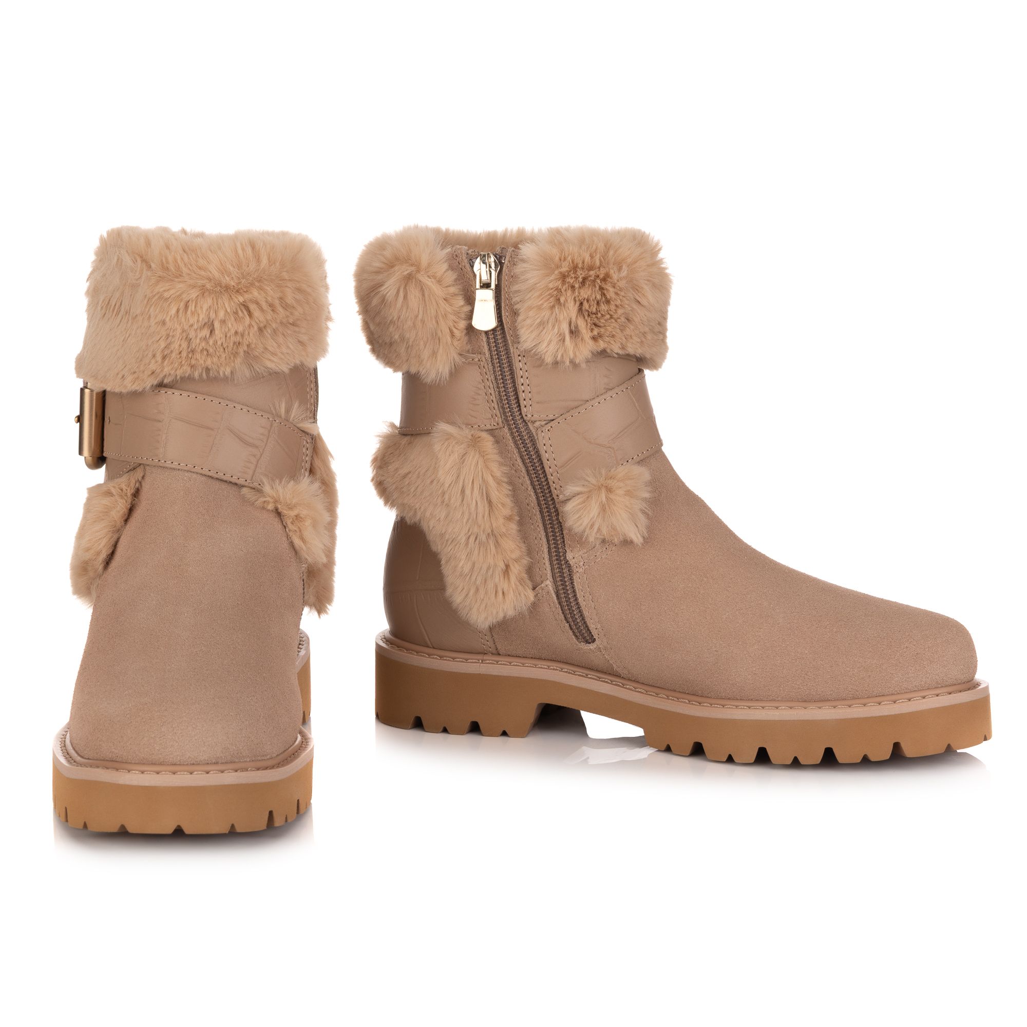 VIA MILANO Damen-Stiefelette echt Leder Material-Mix Warmfutter