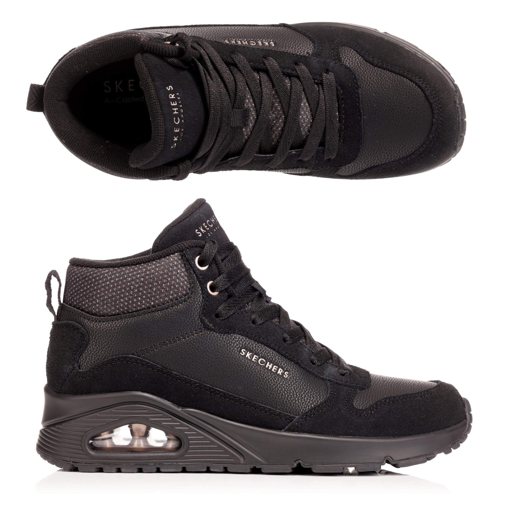  SKECHERS Damen-Sneaker Uno Stacre Shine Materialmix Memory Foam