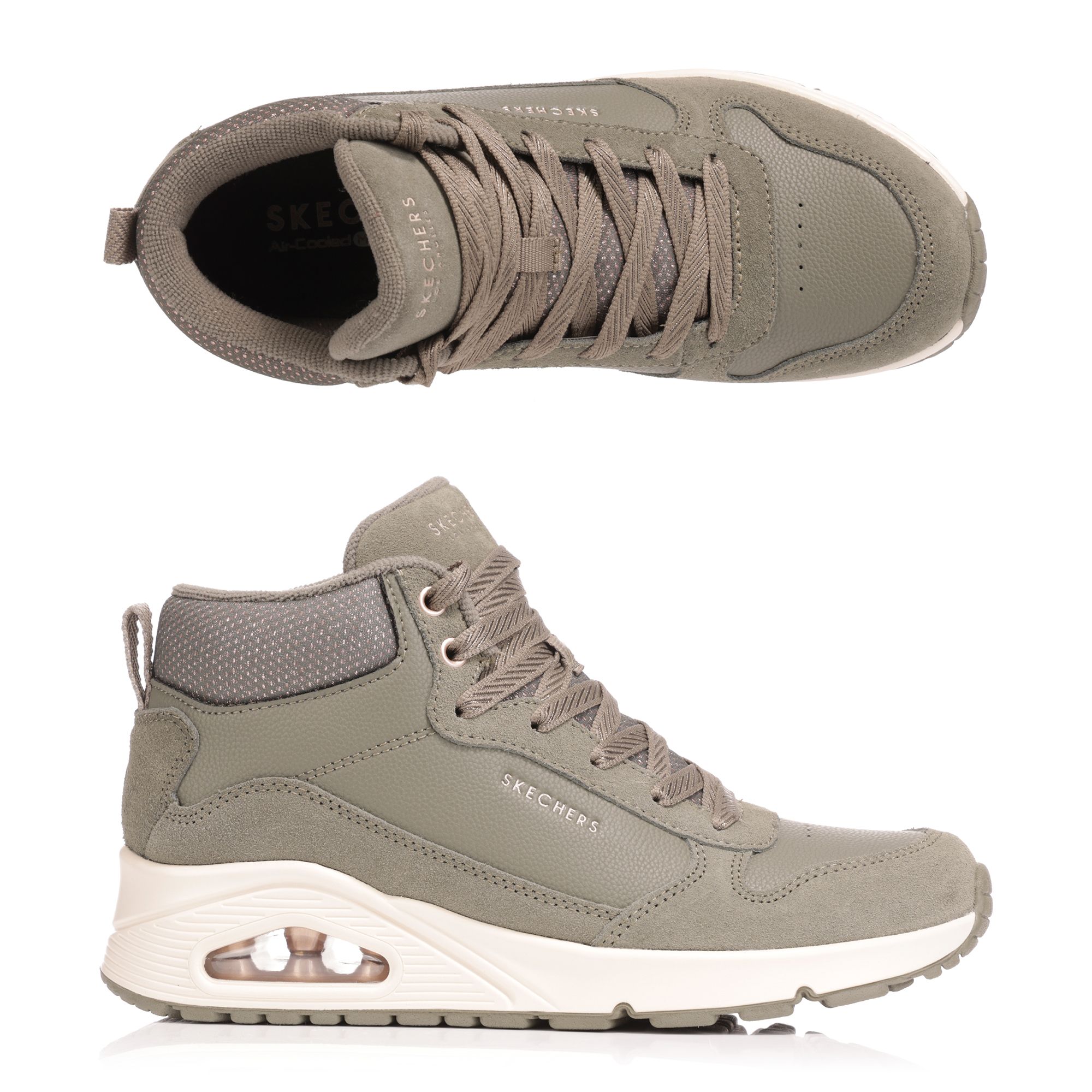 SKECHERS Damen-Sneaker Uno Stacre Shine Materialmix Memory Foam