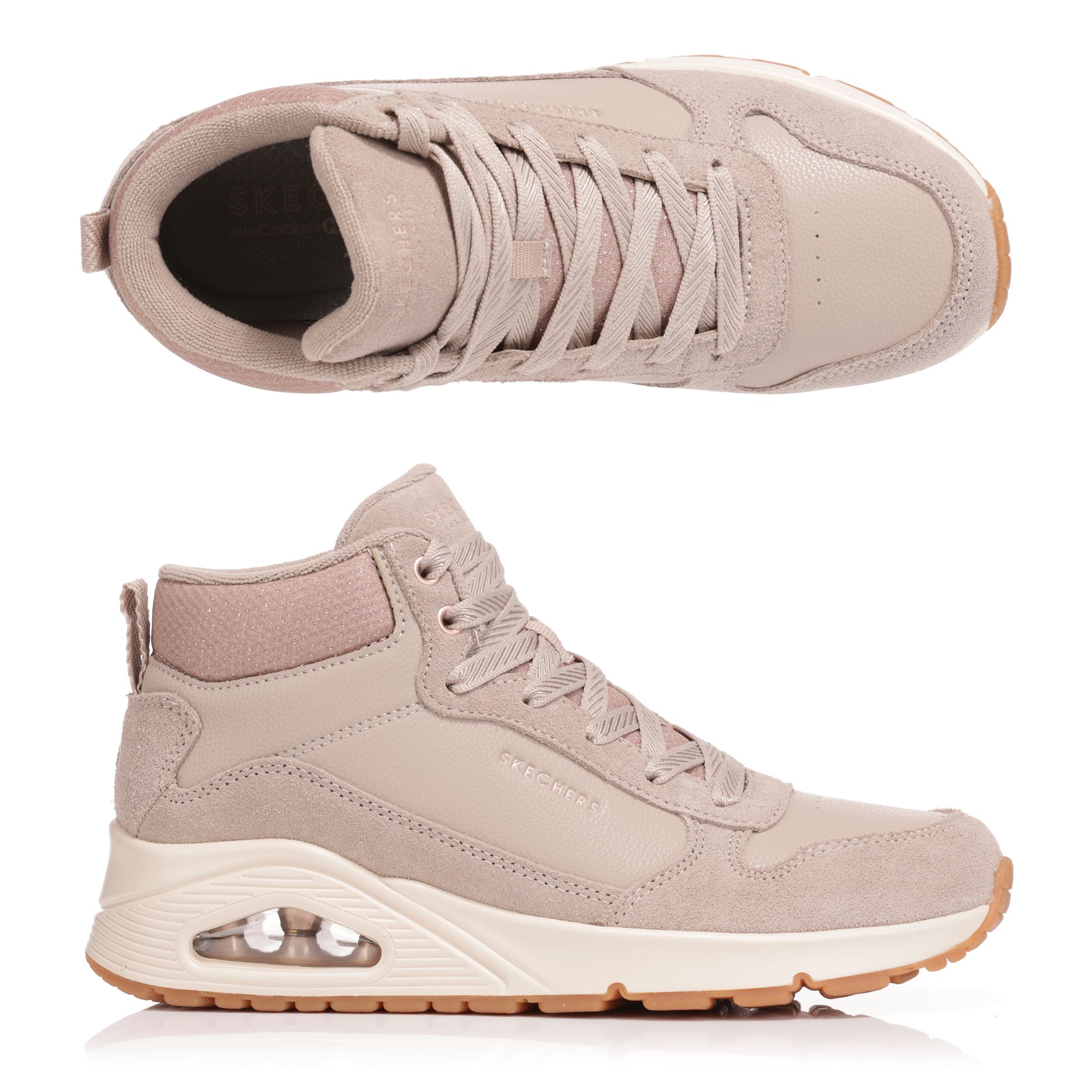 SKECHERS Damen-Sneaker Uno Stacre Shine Materialmix Memory Foam