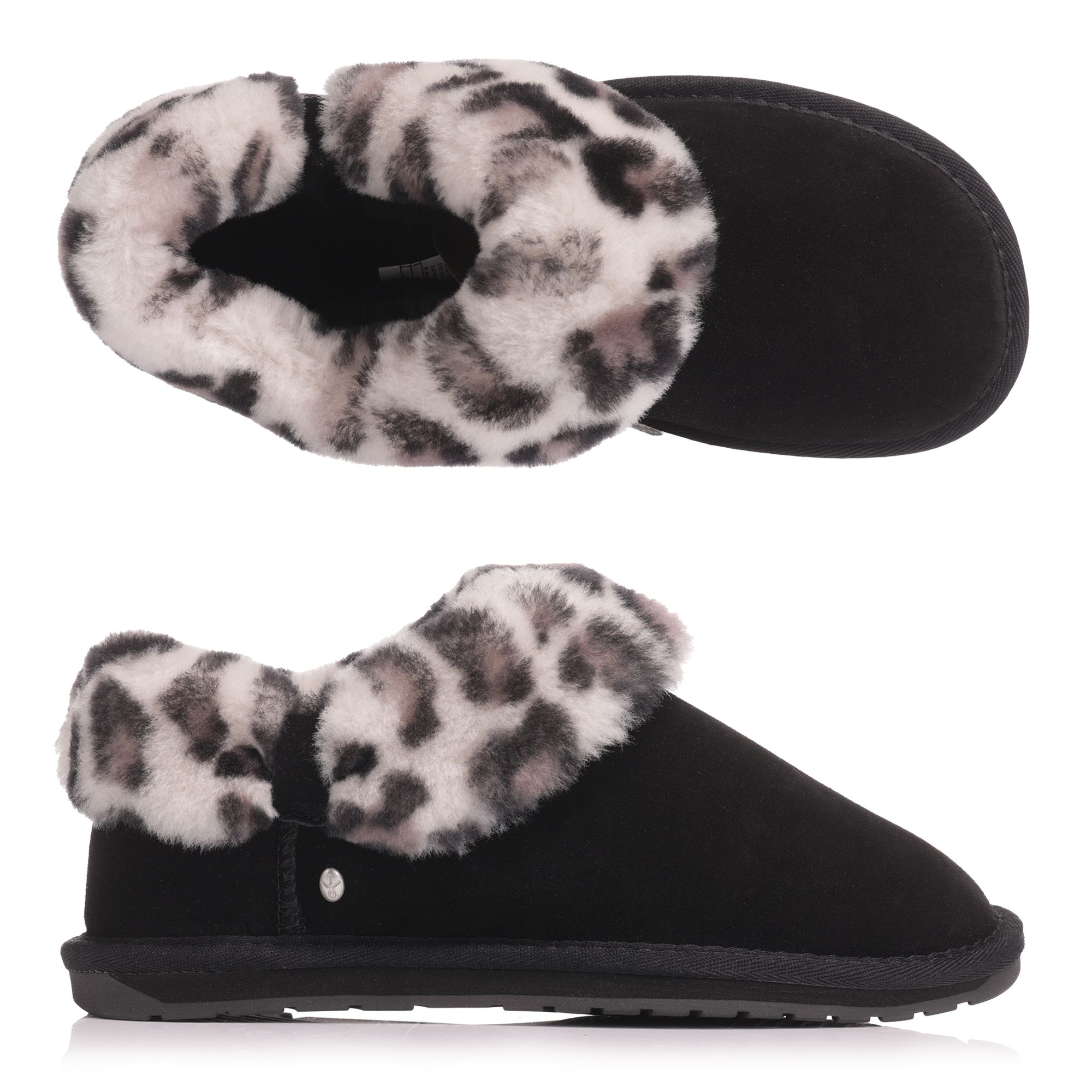 EMU Australia Damen-Hausschuh Baia Bow Leopardmuster Schafsfell