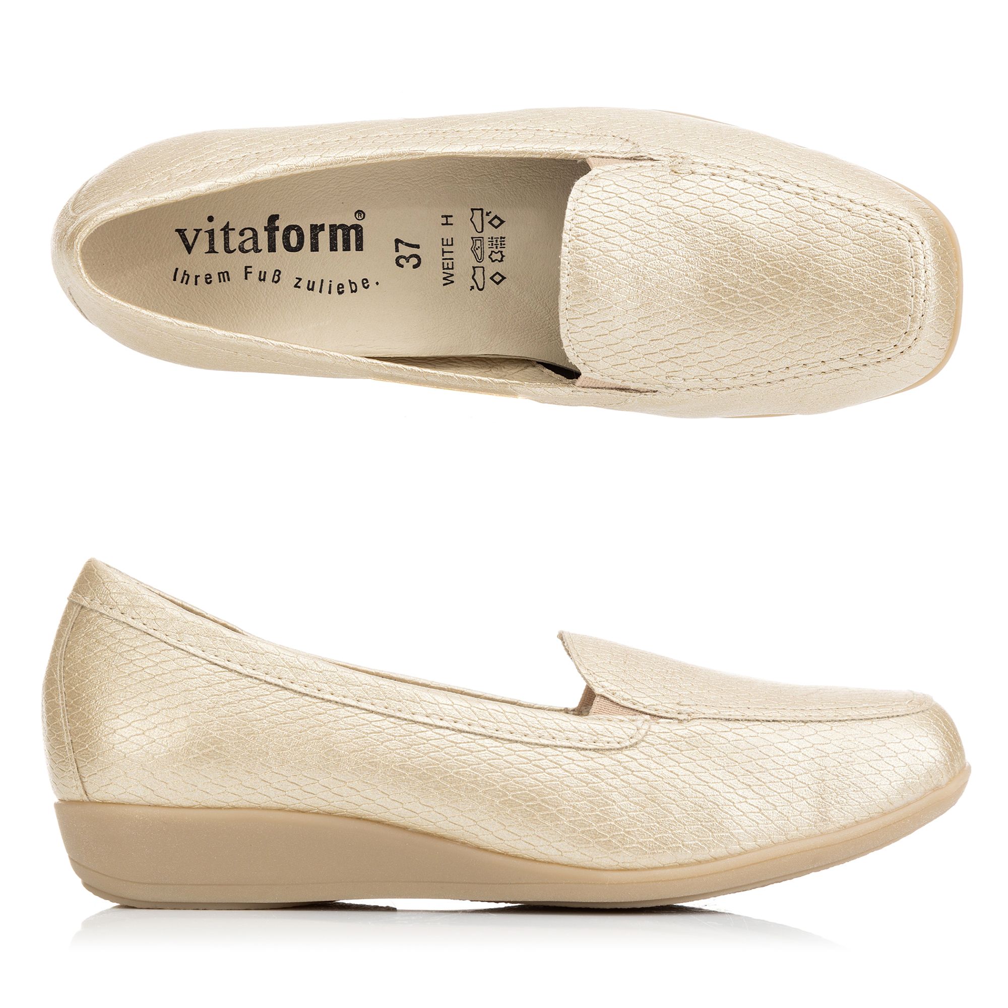 VITAFORM Damen-Slipper Stretchmaterial Reptiloptik Sohle Hilka