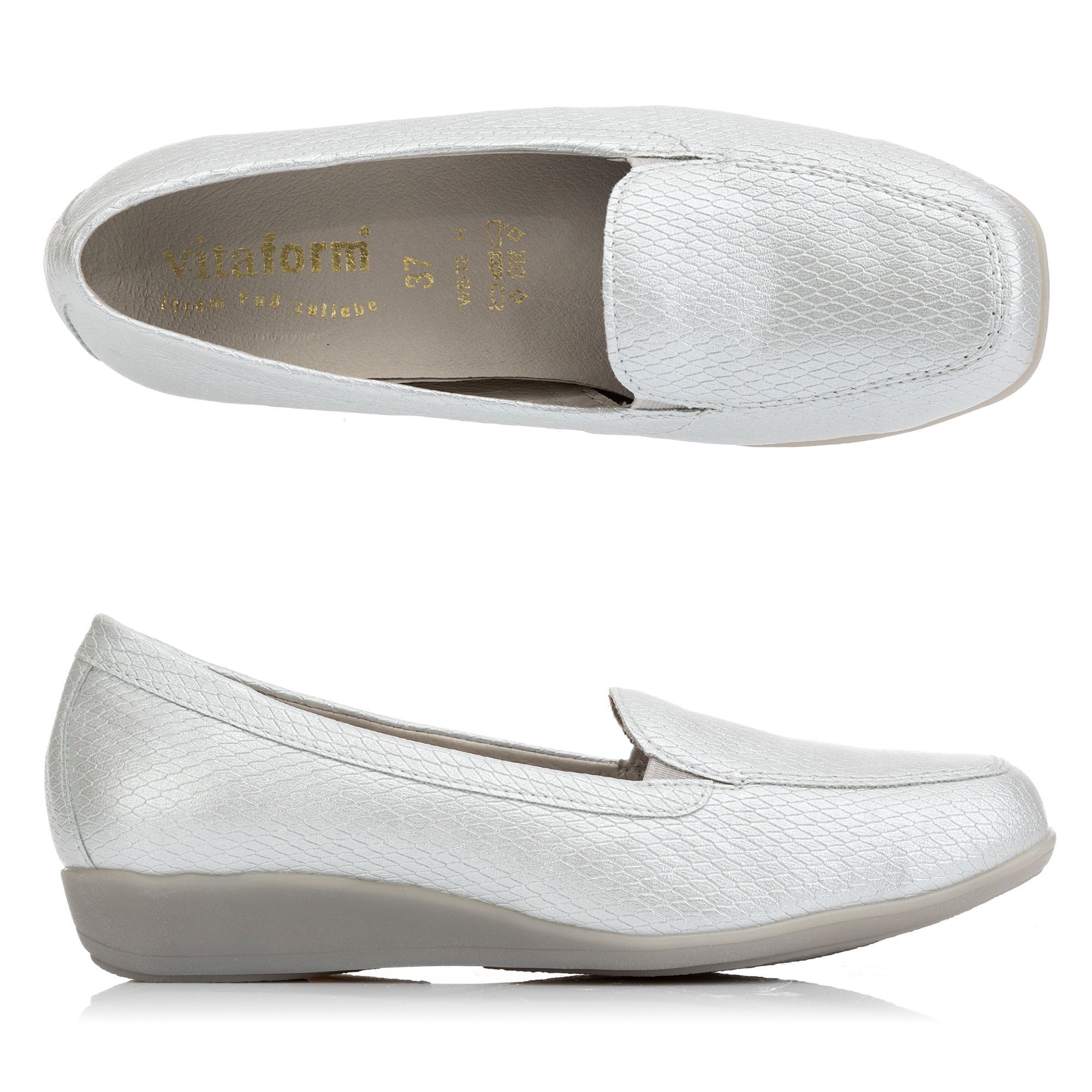 VITAFORM Damen-Slipper Stretchmaterial Reptiloptik Sohle Hilka