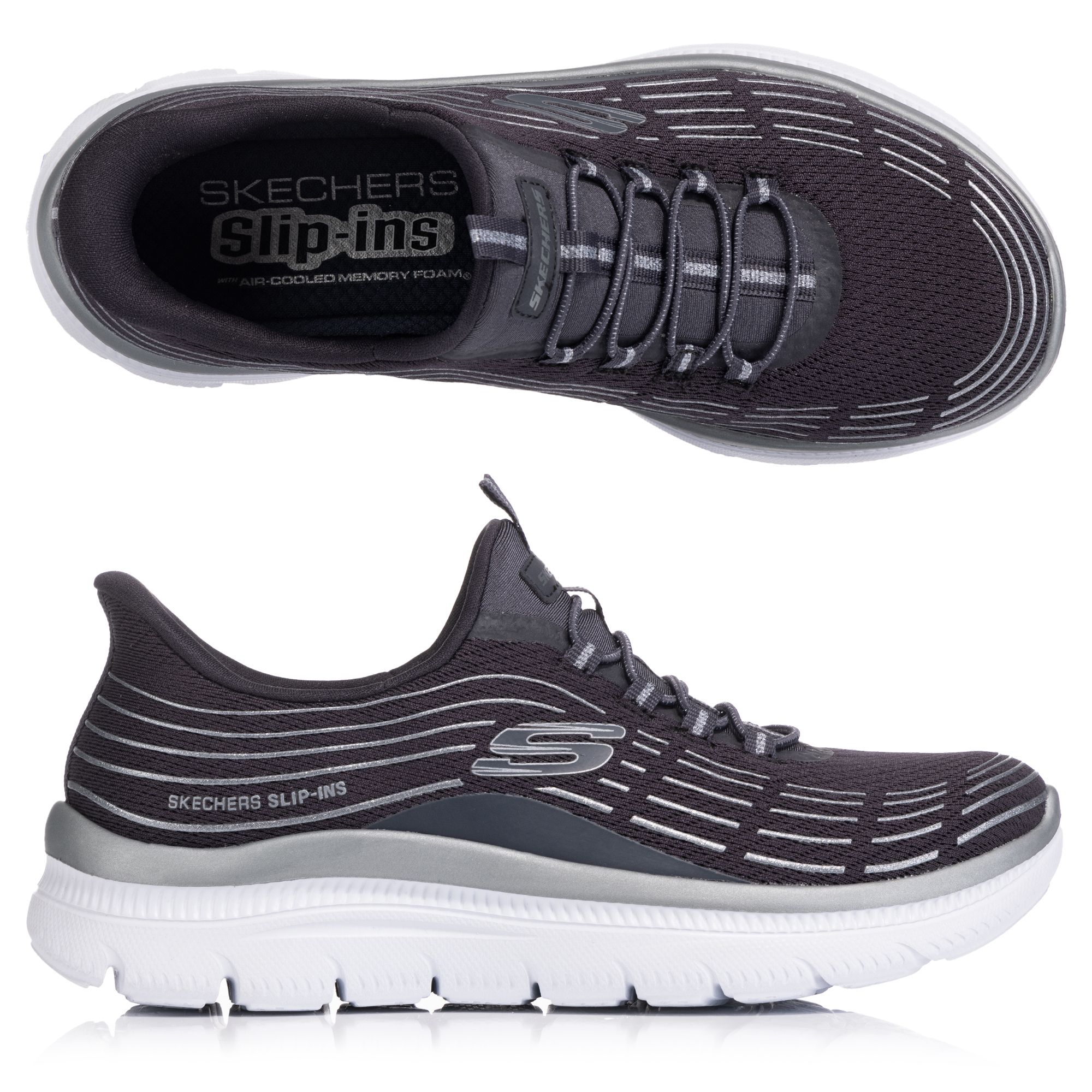 SKECHERS Damen-Slipper Summits Plus Glitzer 3D-Druck Hands Free Slip-ins®