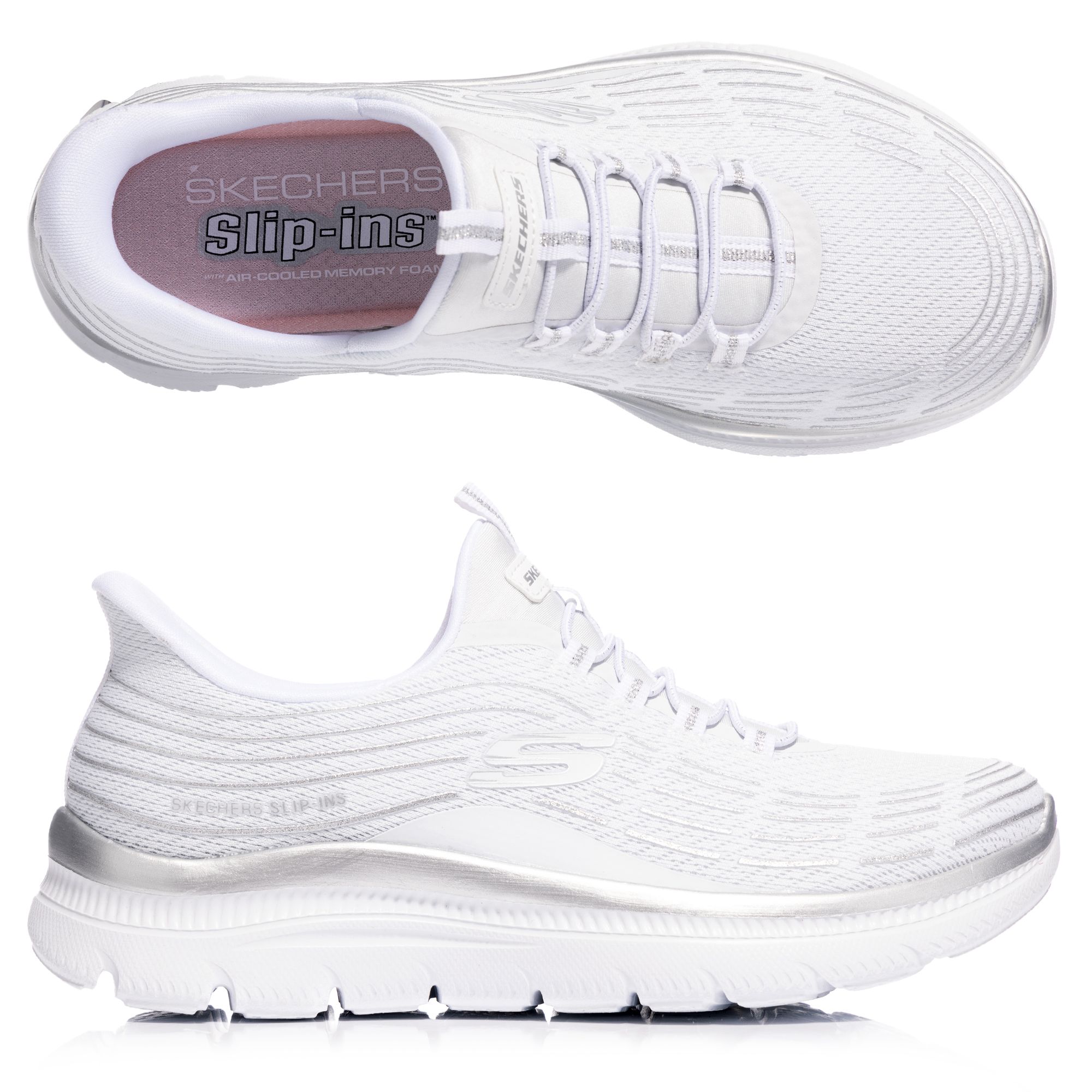 SKECHERS Damen-Slipper Summits Plus Glitzer 3D-Druck Hands Free Slip-ins®