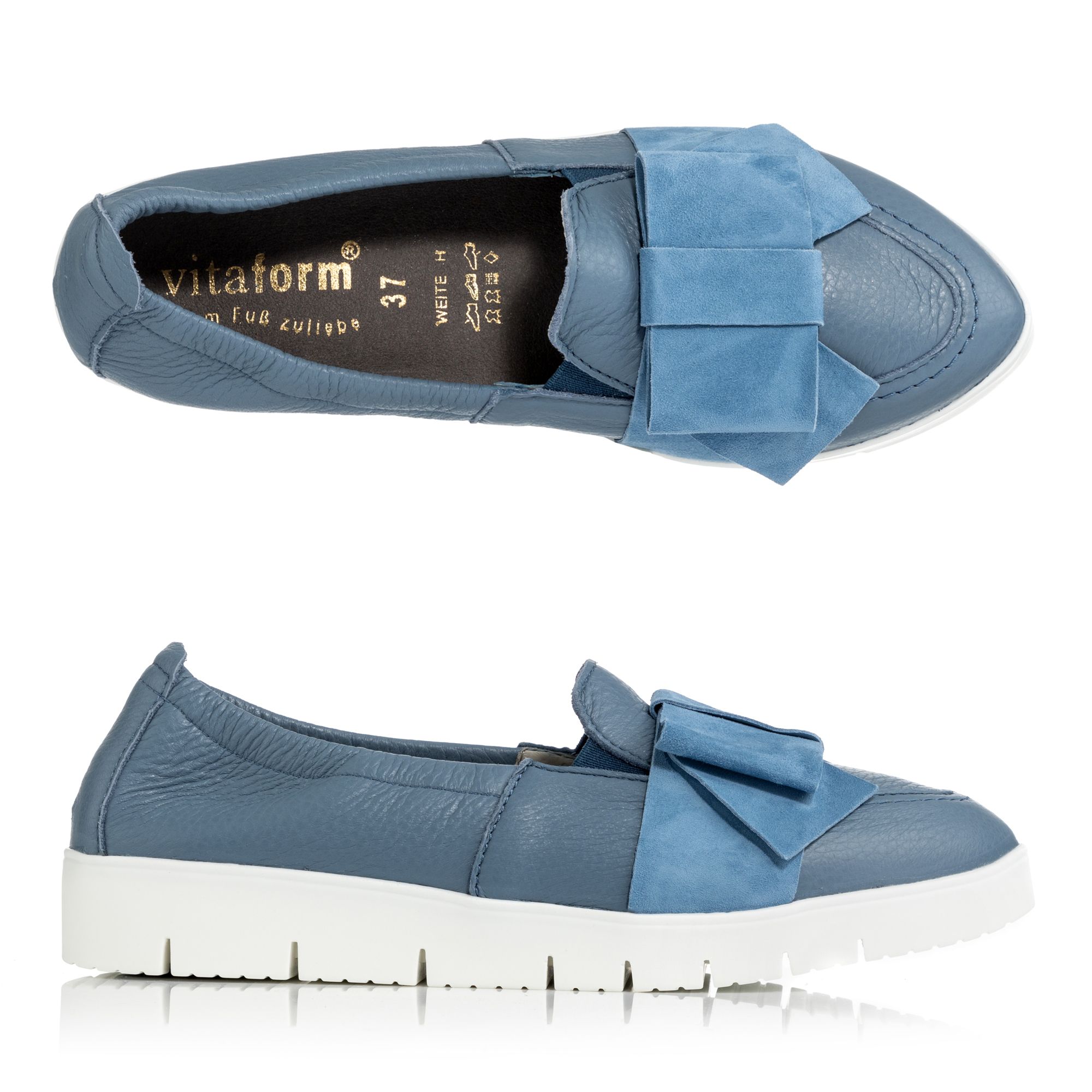 VITAFORM Damen-Slipper Hirschleder Zierschleife Sohle Emelie