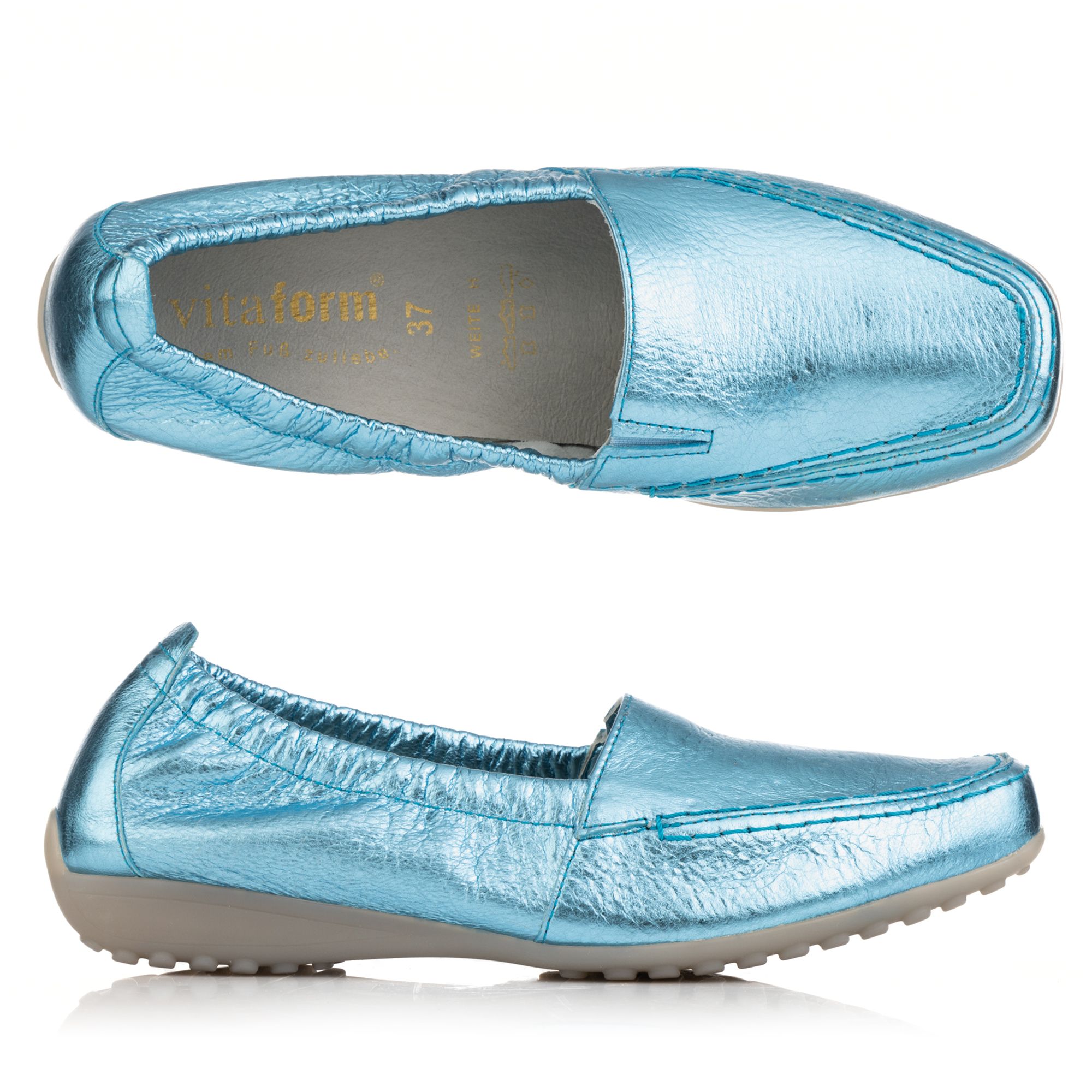 VITAFORM Damen- Mokassin Hirschleder metallic Sohle Hanne