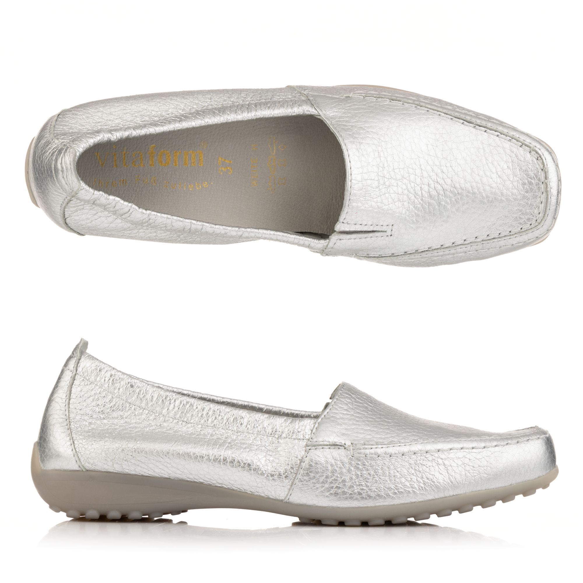 VITAFORM Damen- Mokassin Hirschleder metallic Sohle Hanne
