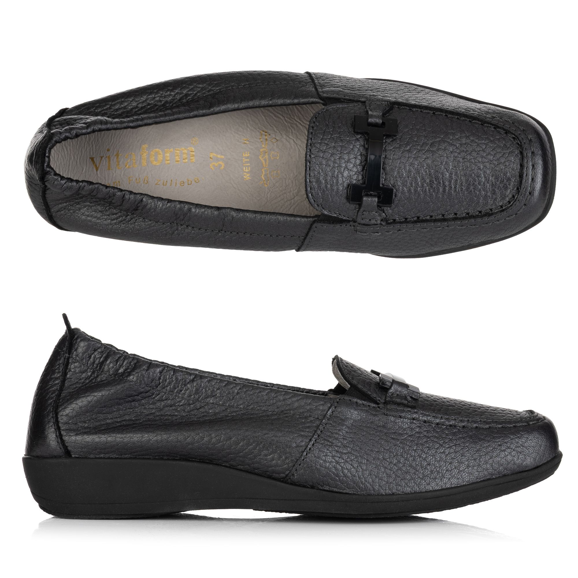 VITAFORM Damen- Slipper Hirschleder Metallic oder Lack Sohle Hilka