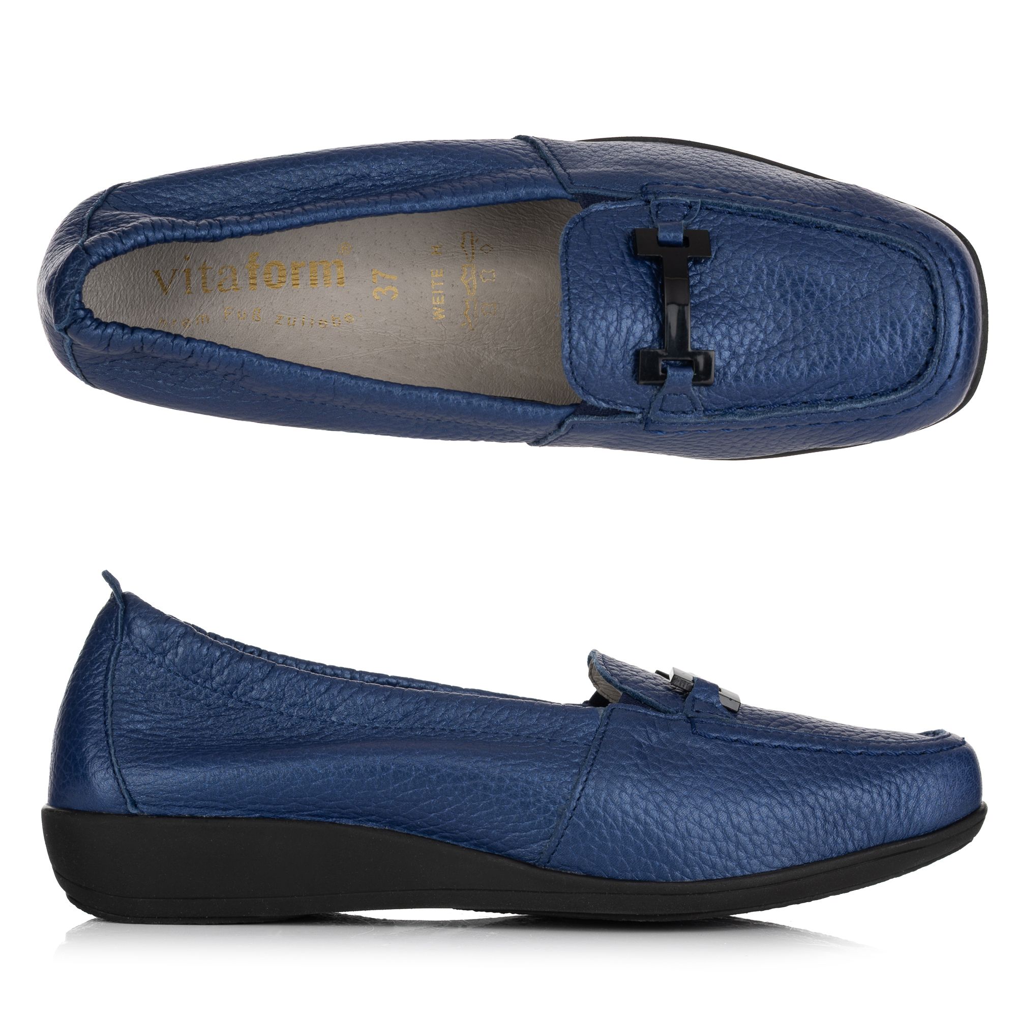 VITAFORM Damen- Slipper Hirschleder Metallic oder Lack Sohle Hilka