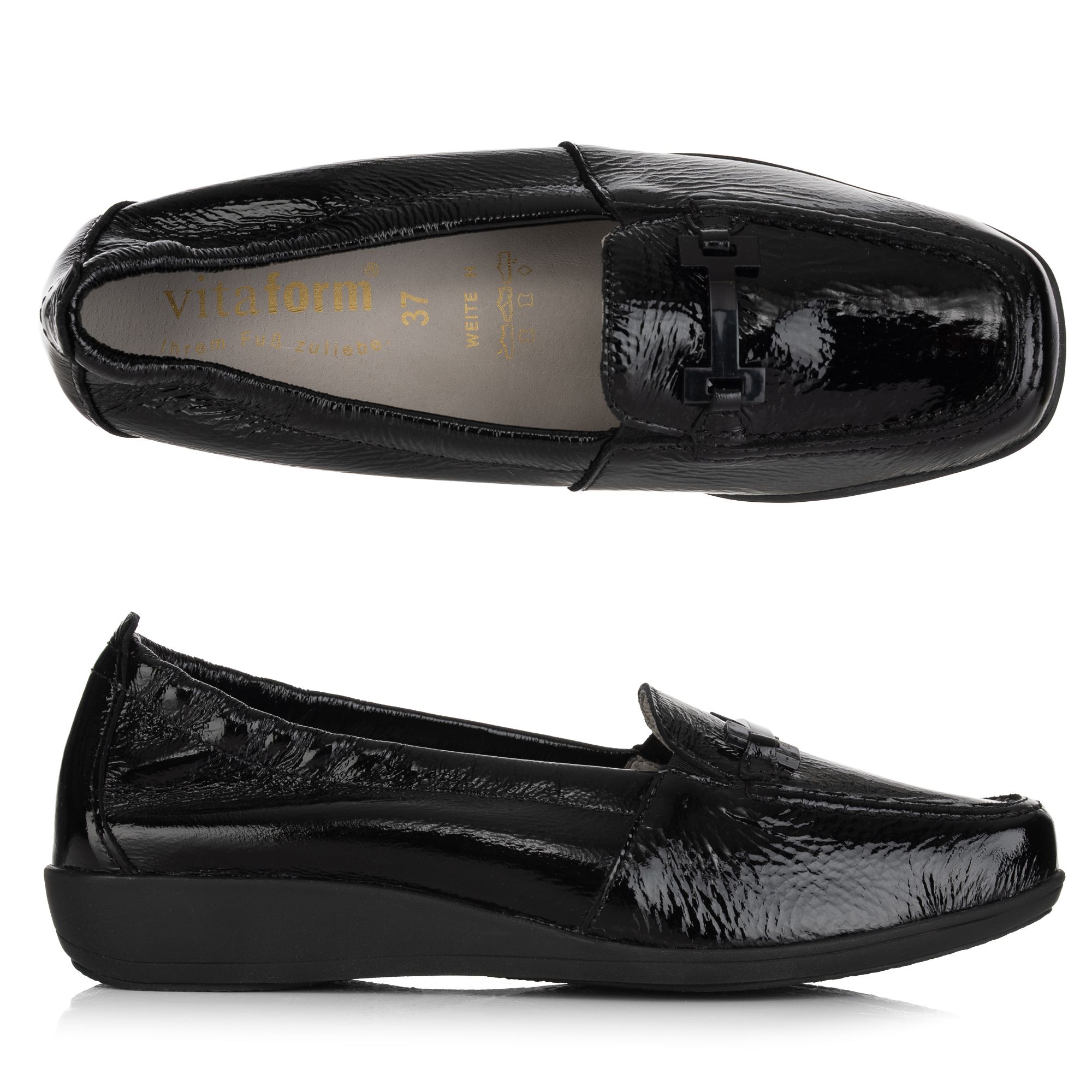 VITAFORM Damen- Slipper Hirschleder Metallic oder Lack Sohle Hilka