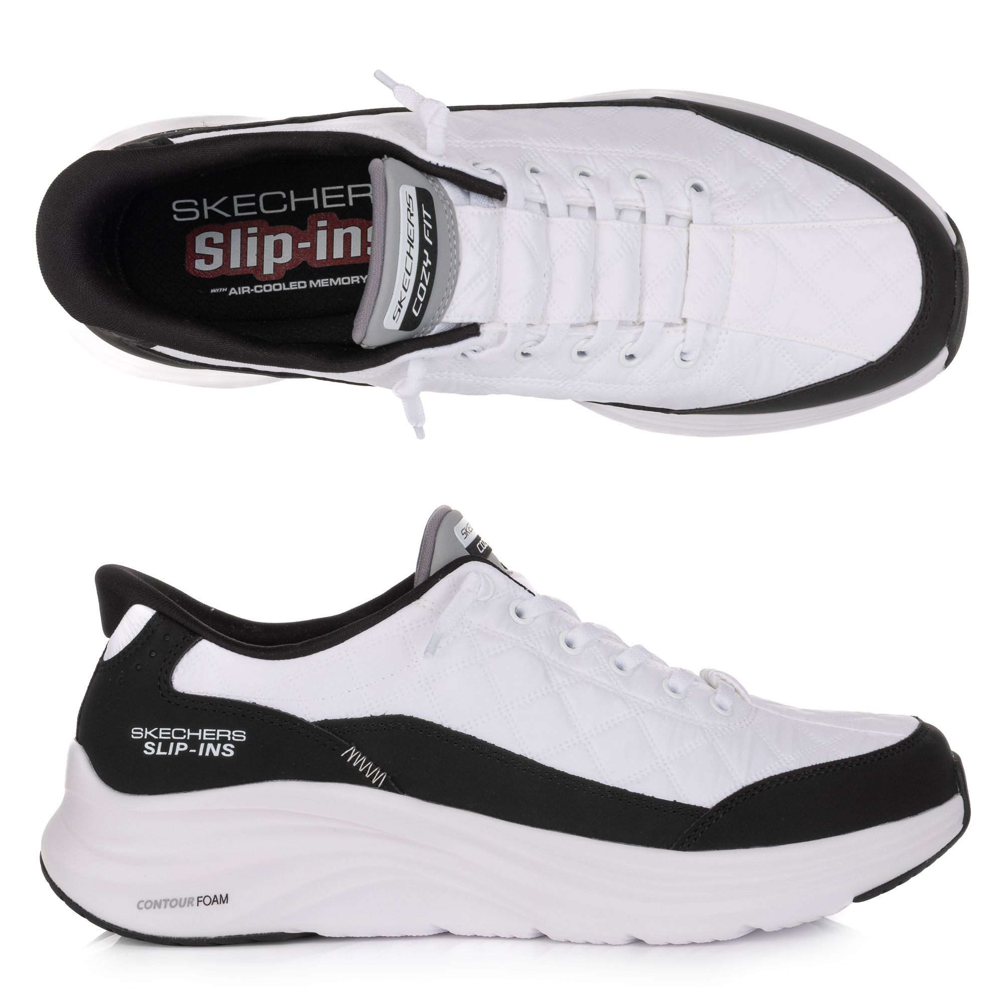 SKECHERS Herren-Slipper Contour Foam Cozy Fit gesteppt Hands Free Slip-ins®