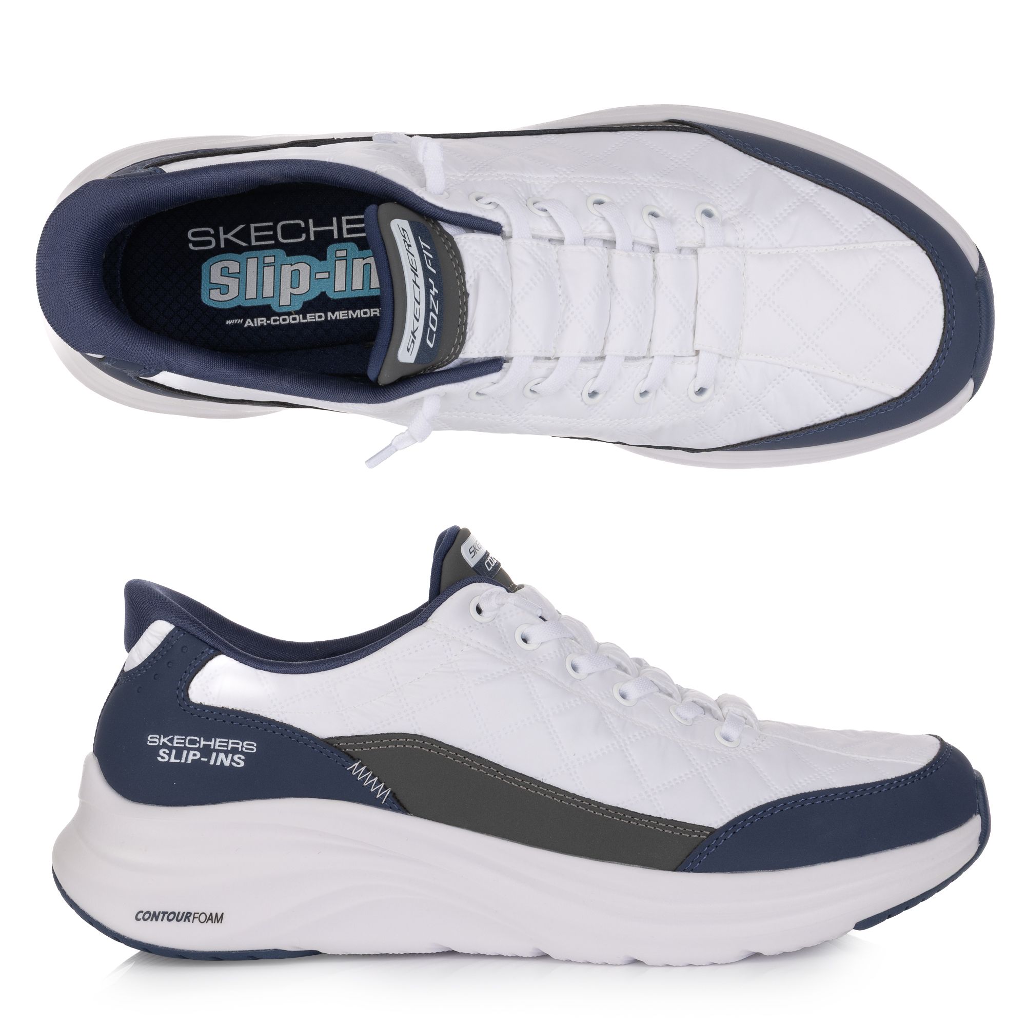 SKECHERS Herren-Slipper Contour Foam Cozy Fit gesteppt Hands Free Slip-ins®