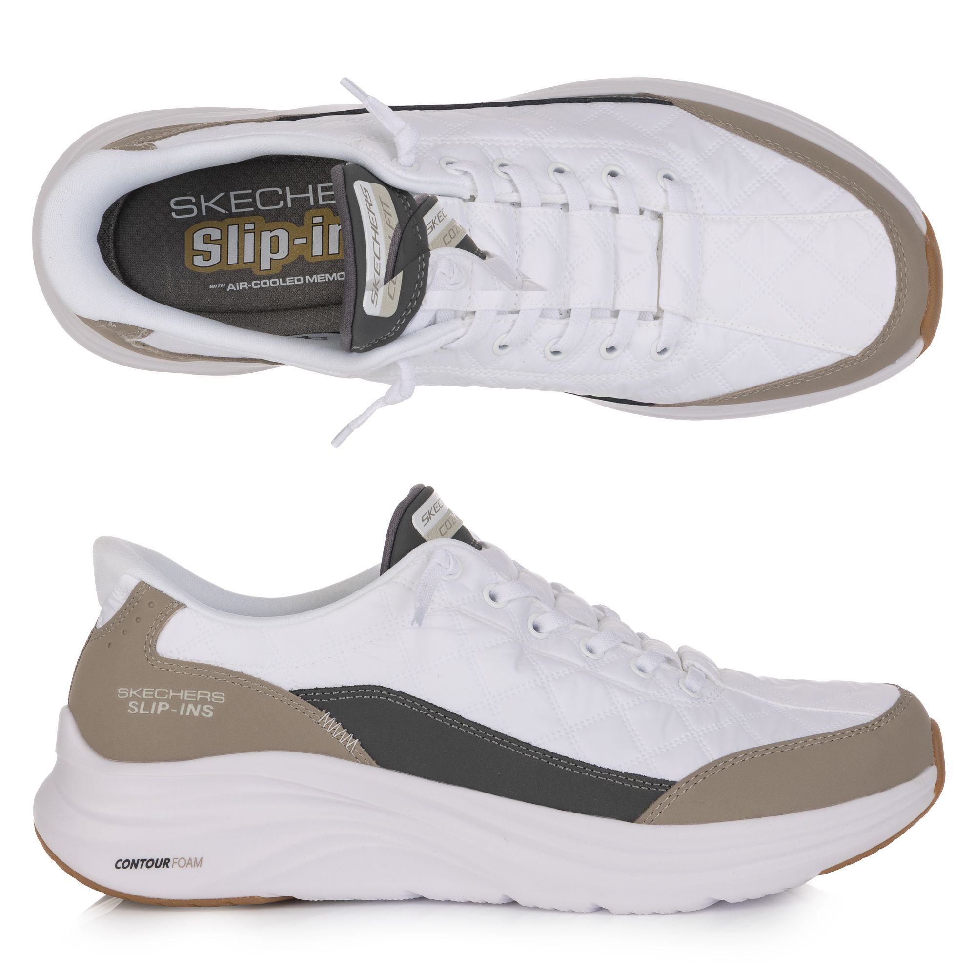 SKECHERS Herren-Slipper Contour Foam Cozy Fit gesteppt Hands Free Slip-ins®