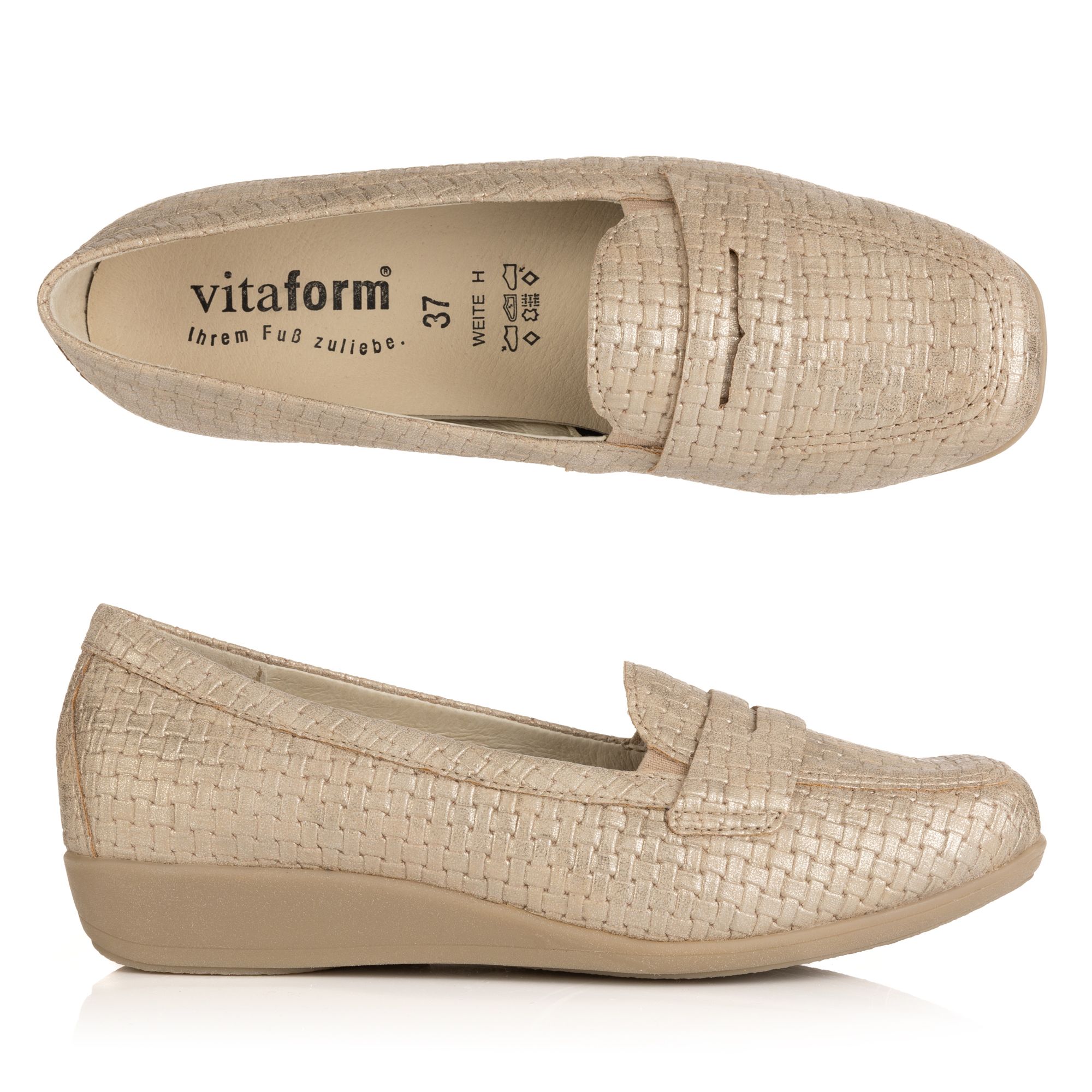 VITAFORM Damen-Slipper Stretchmaterial Flecht-Optik Sohle Hilka
