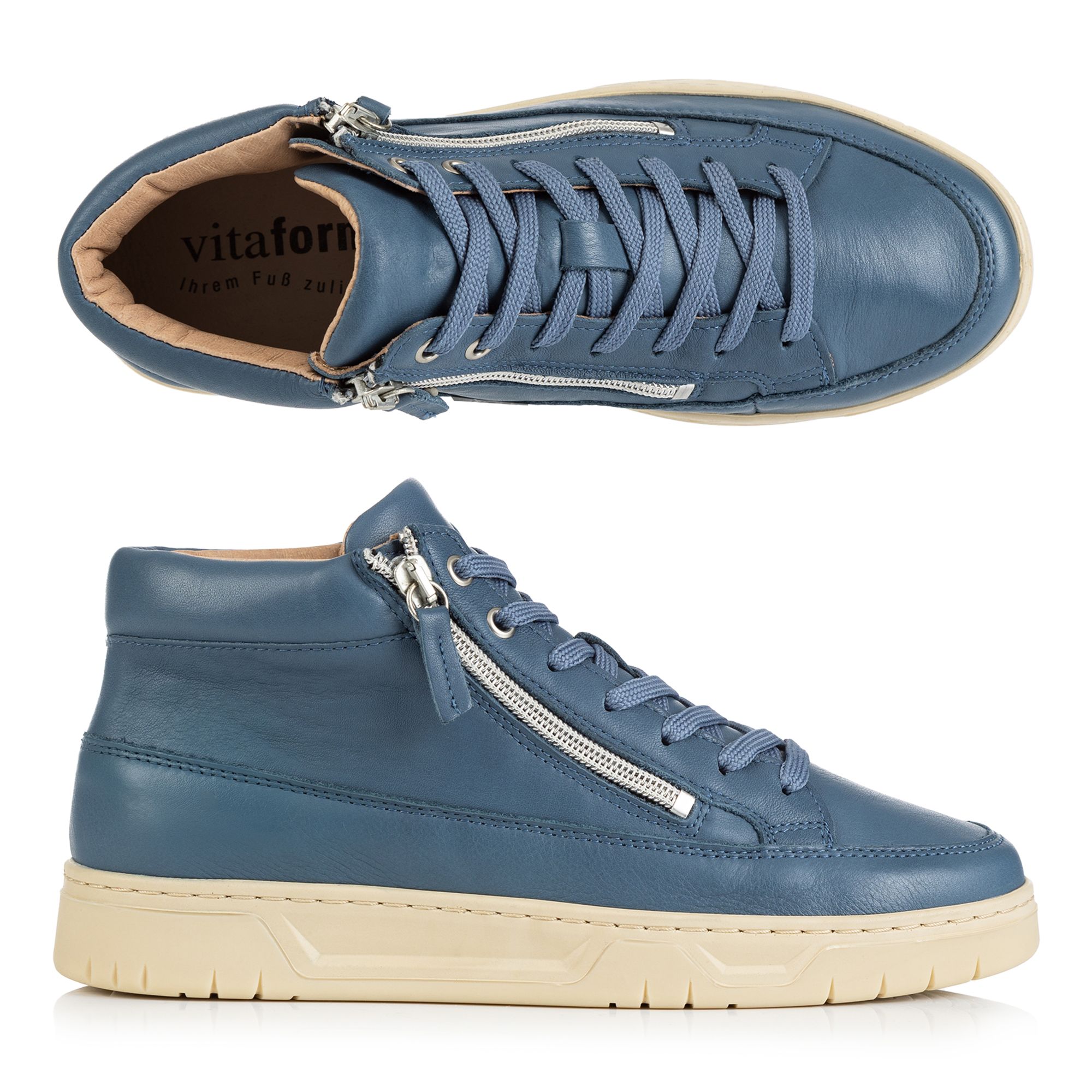 VITAFORM Damen-Hightopsneaker Softnappa seitl. Reißverschluss Sohle Marla