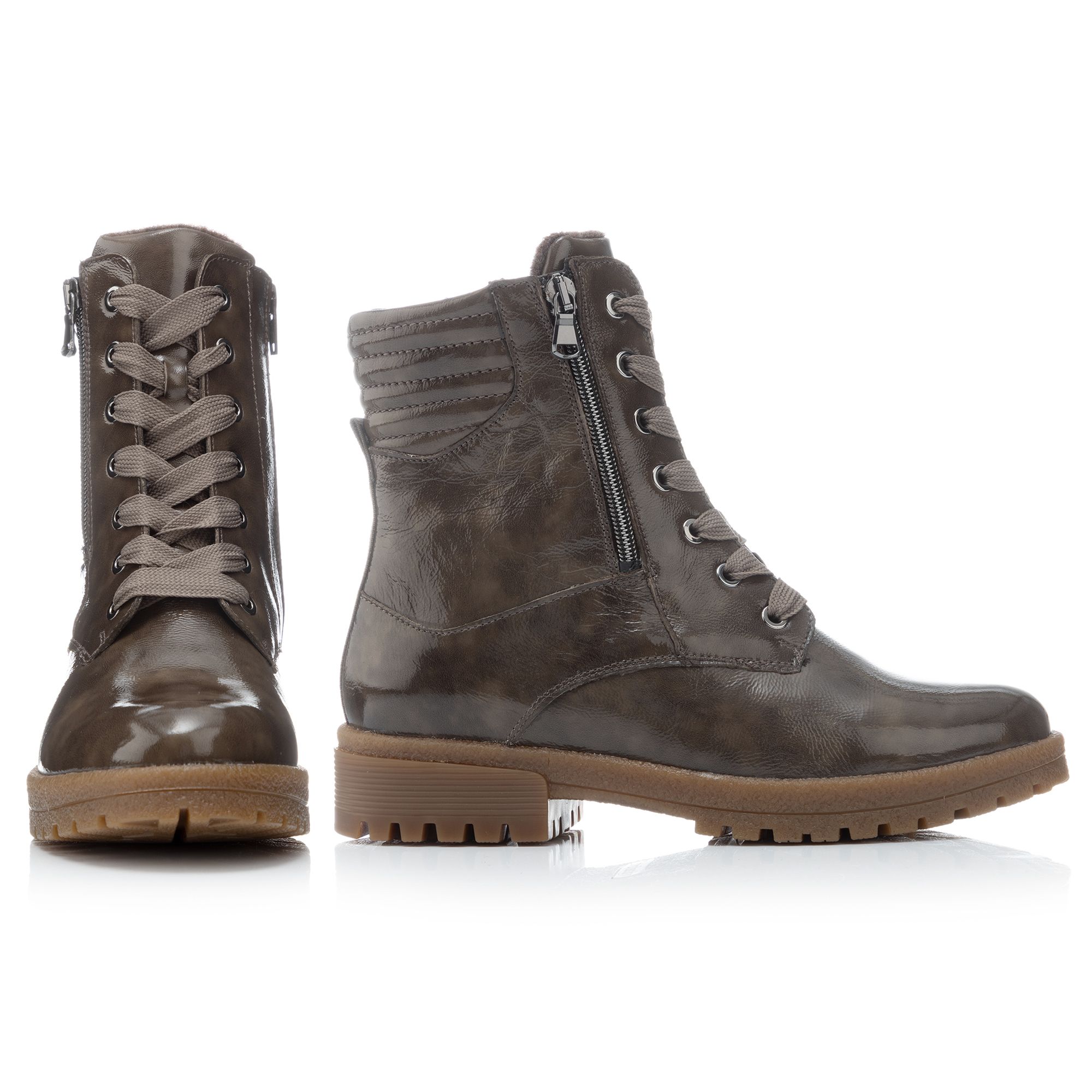 VITAFORM Damen-Stiefelette Lackleder Reißverschluss Profilsohle