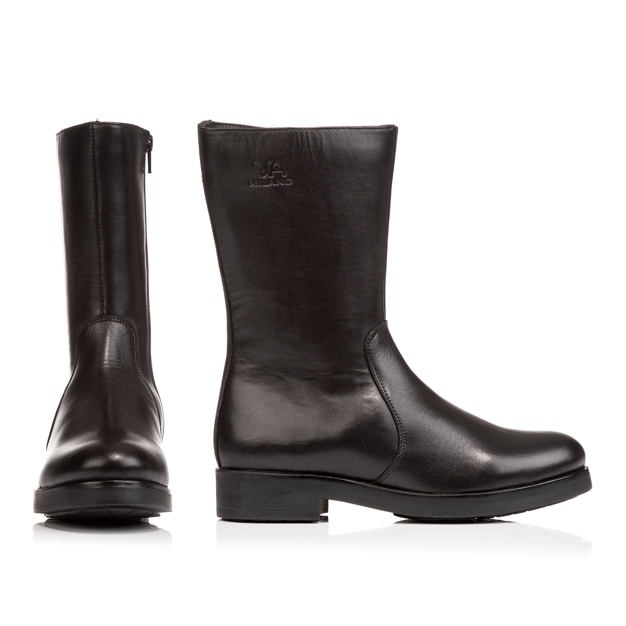 VIA MILANO Damen-Stiefel echt Leder Reißverschluss Memory Foam