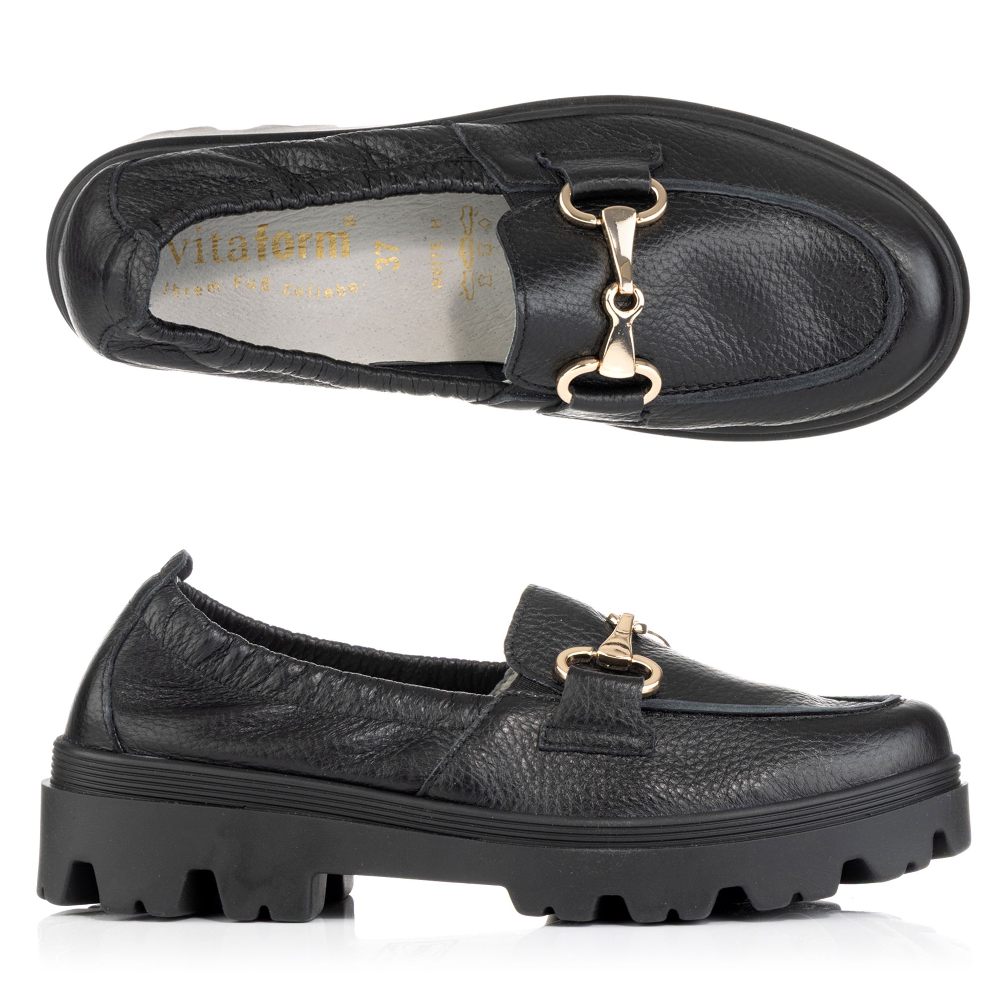  VITAFORM Damen-Slipper Hirschleder Schmucktrense Sohle Finja